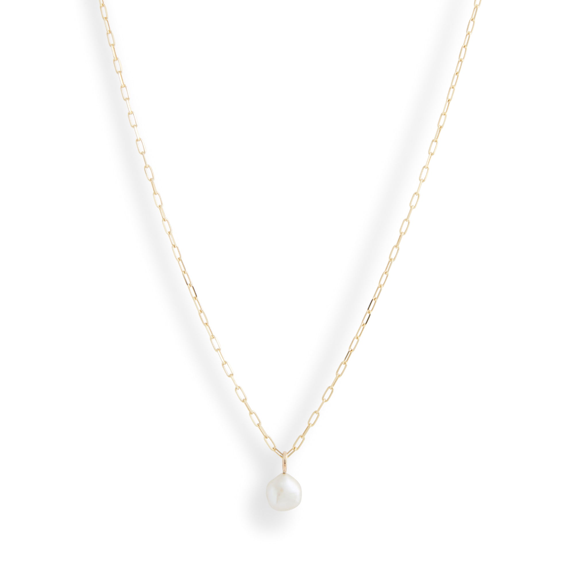 Baroque Pearl Drop Mini Link Necklace
