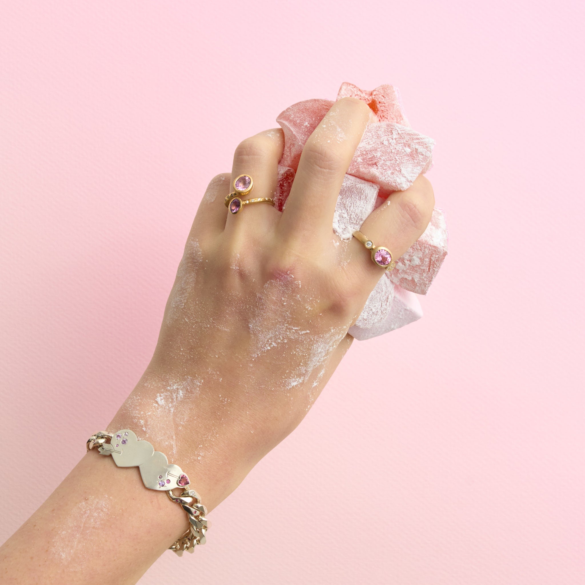 Oval Pink Spinel Swirl Ring