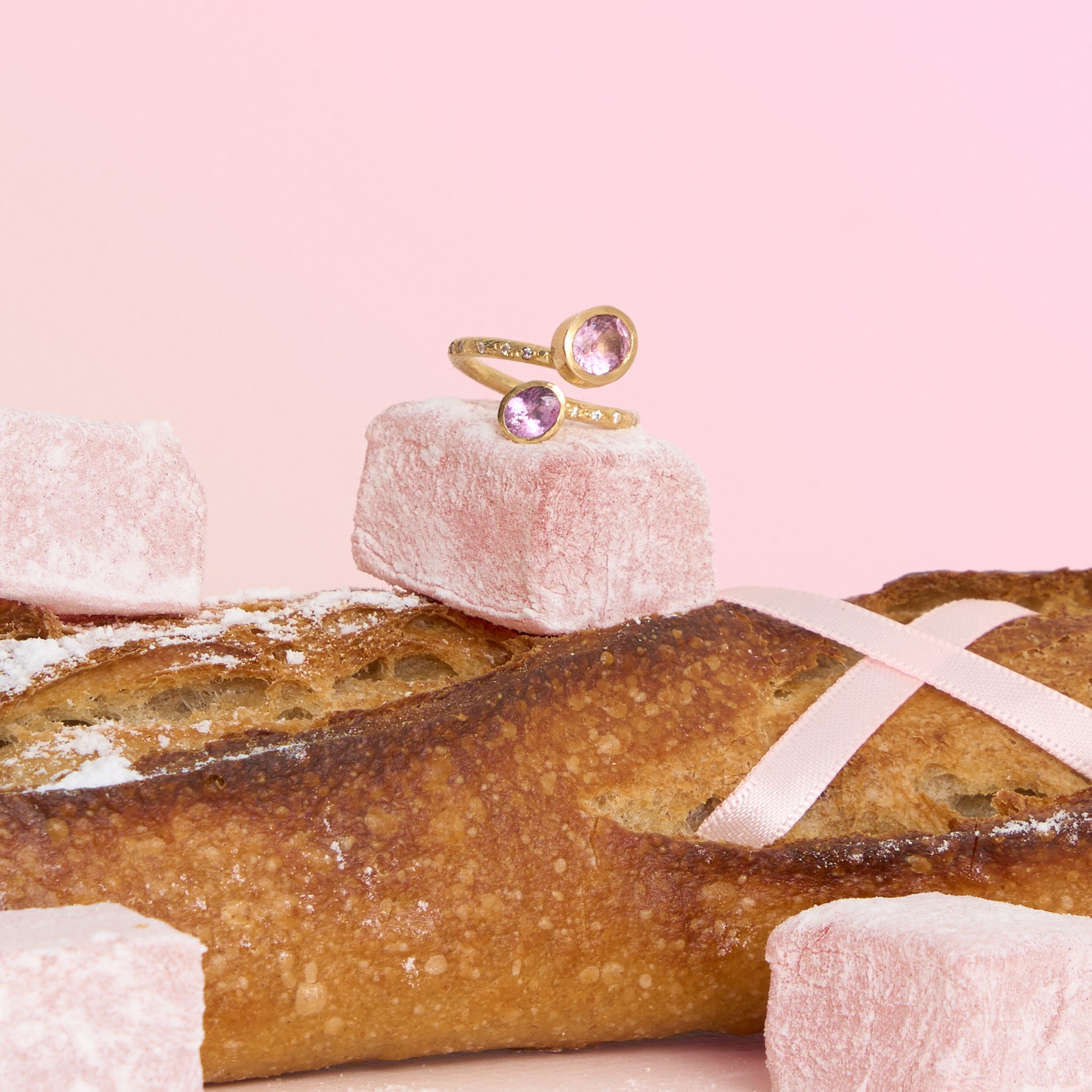 Oval Pink Spinel Swirl Ring