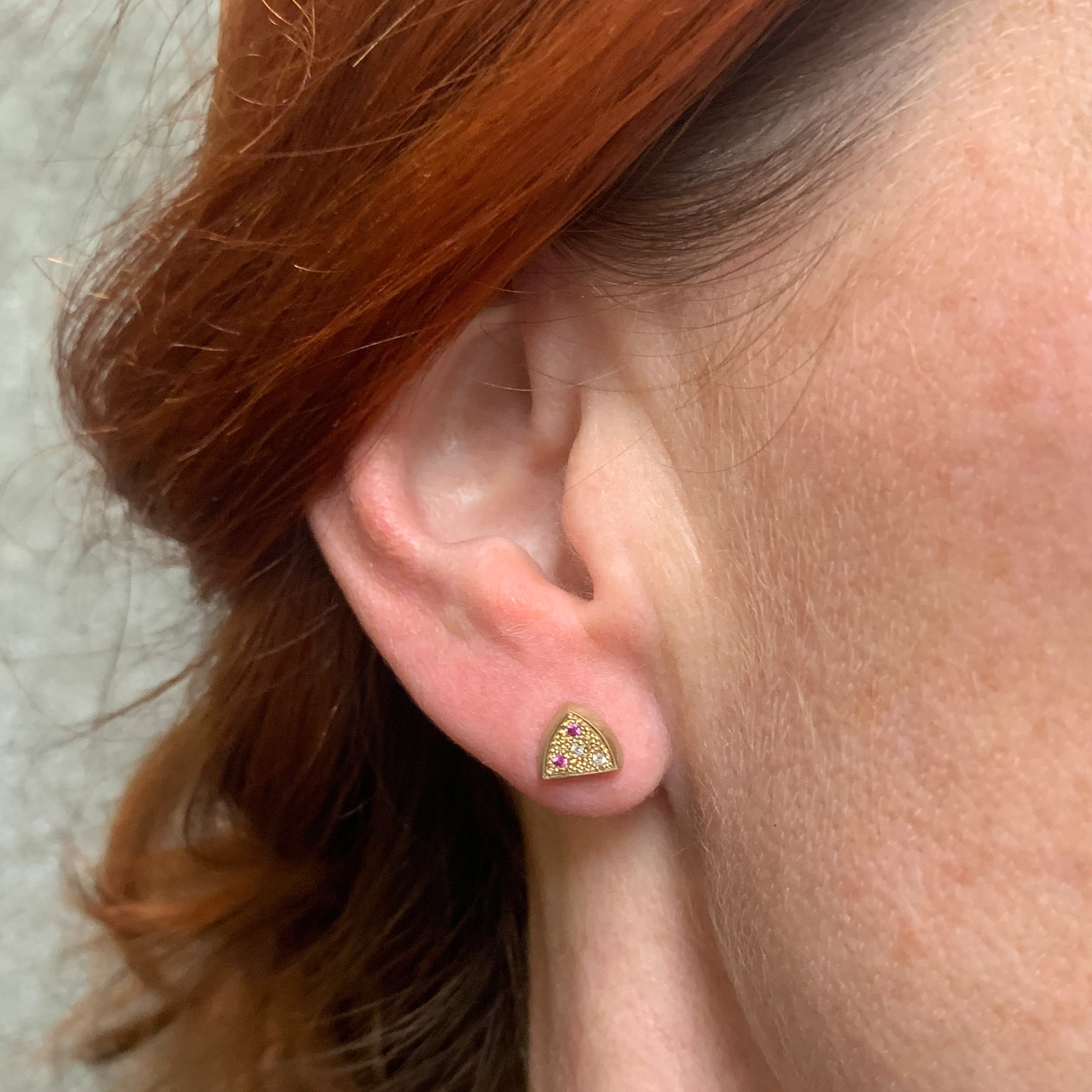Fuchia Triangle Studs