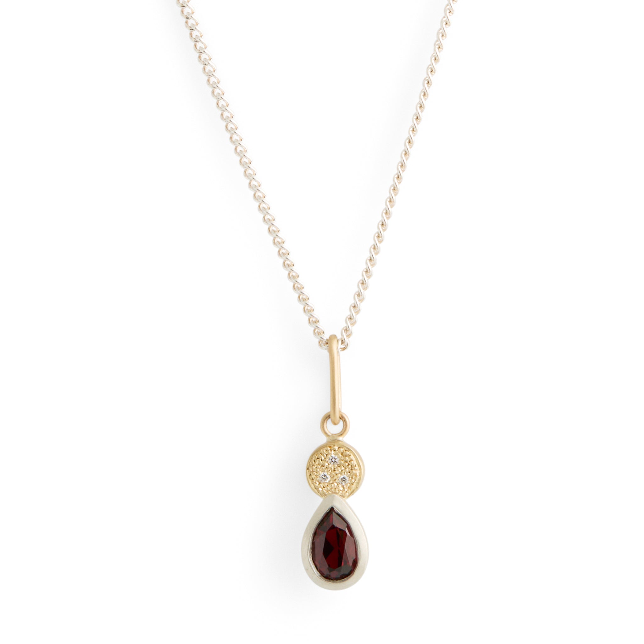 Scarlet Teardrop Garnet and Diamond Pendant