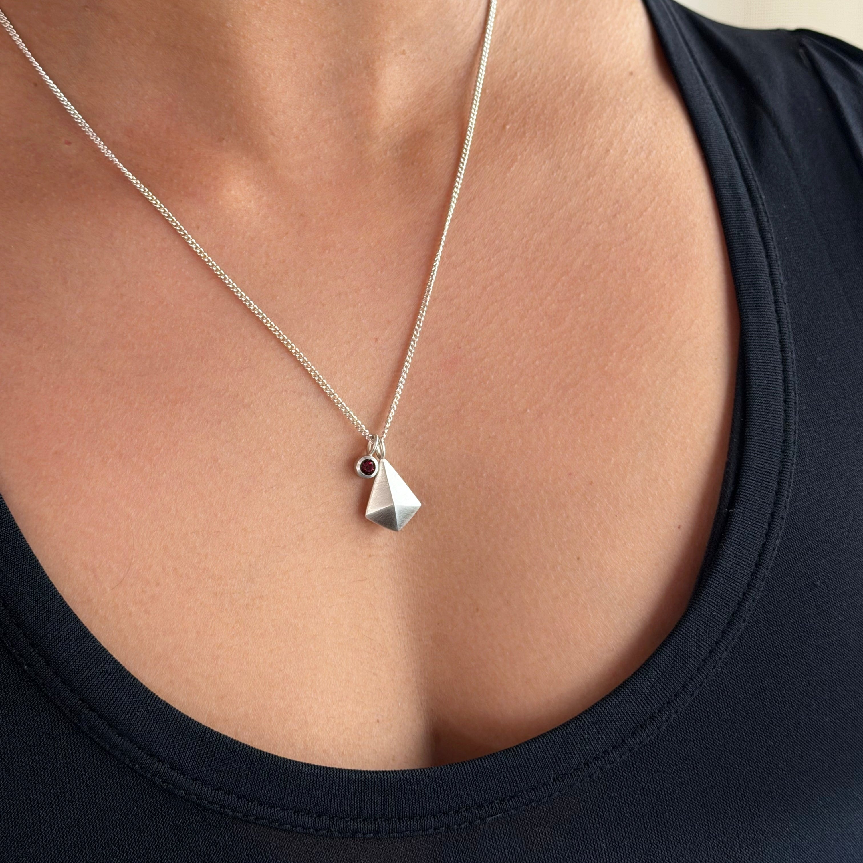 Geometric Charm Almandine Pendant