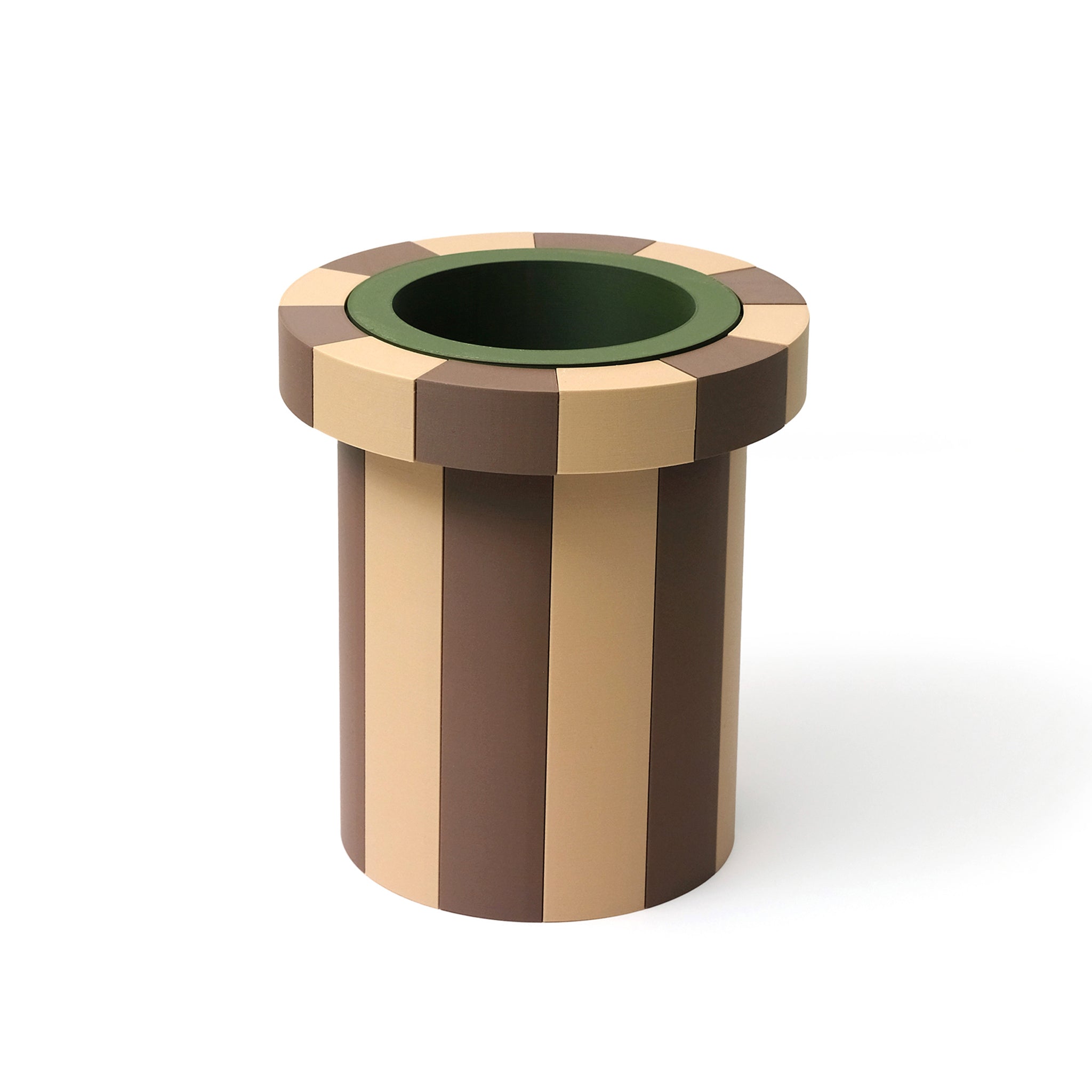 Stripe Vase Large - Chocolate, Latte and Olive