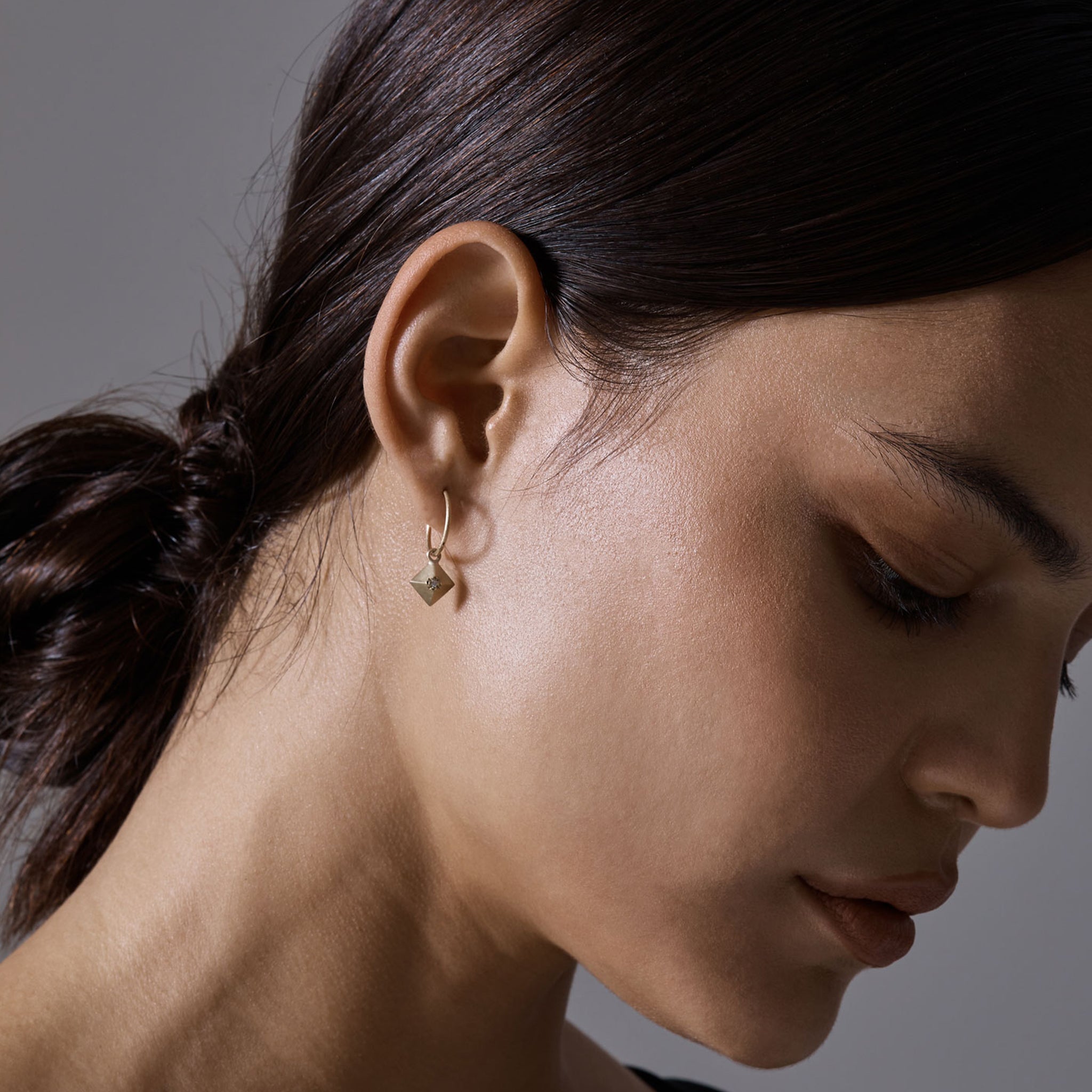 Pyramid Diamond Charm Earrings