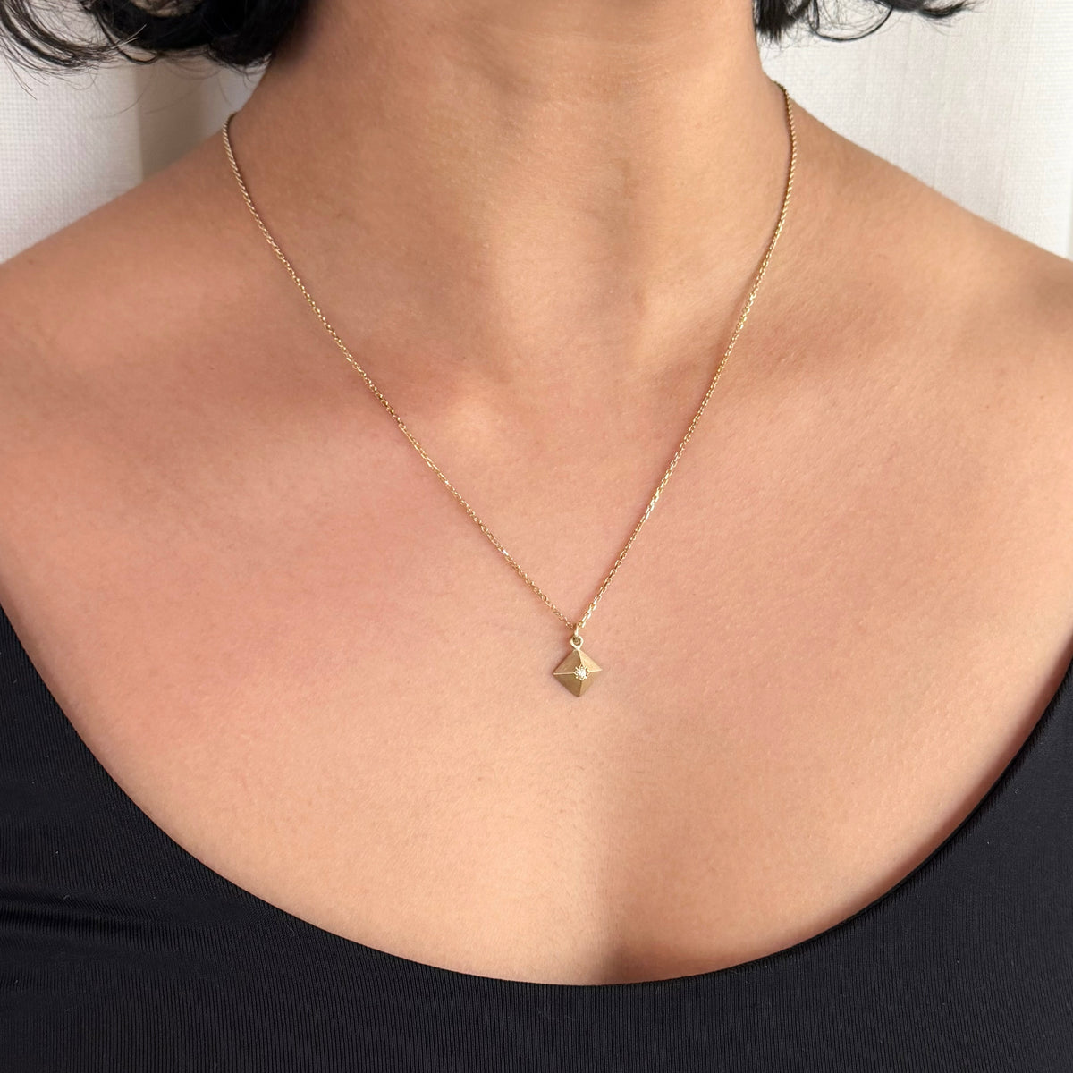 Pyramid Diamond Charm Pendant