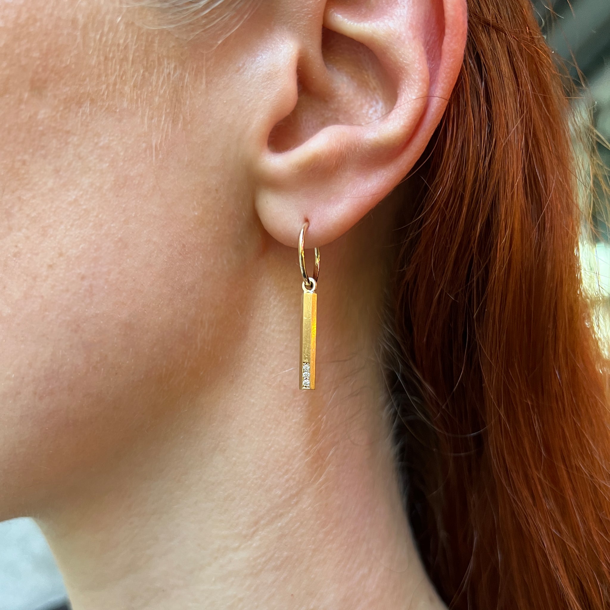 Profile Diamond Charm Earrings