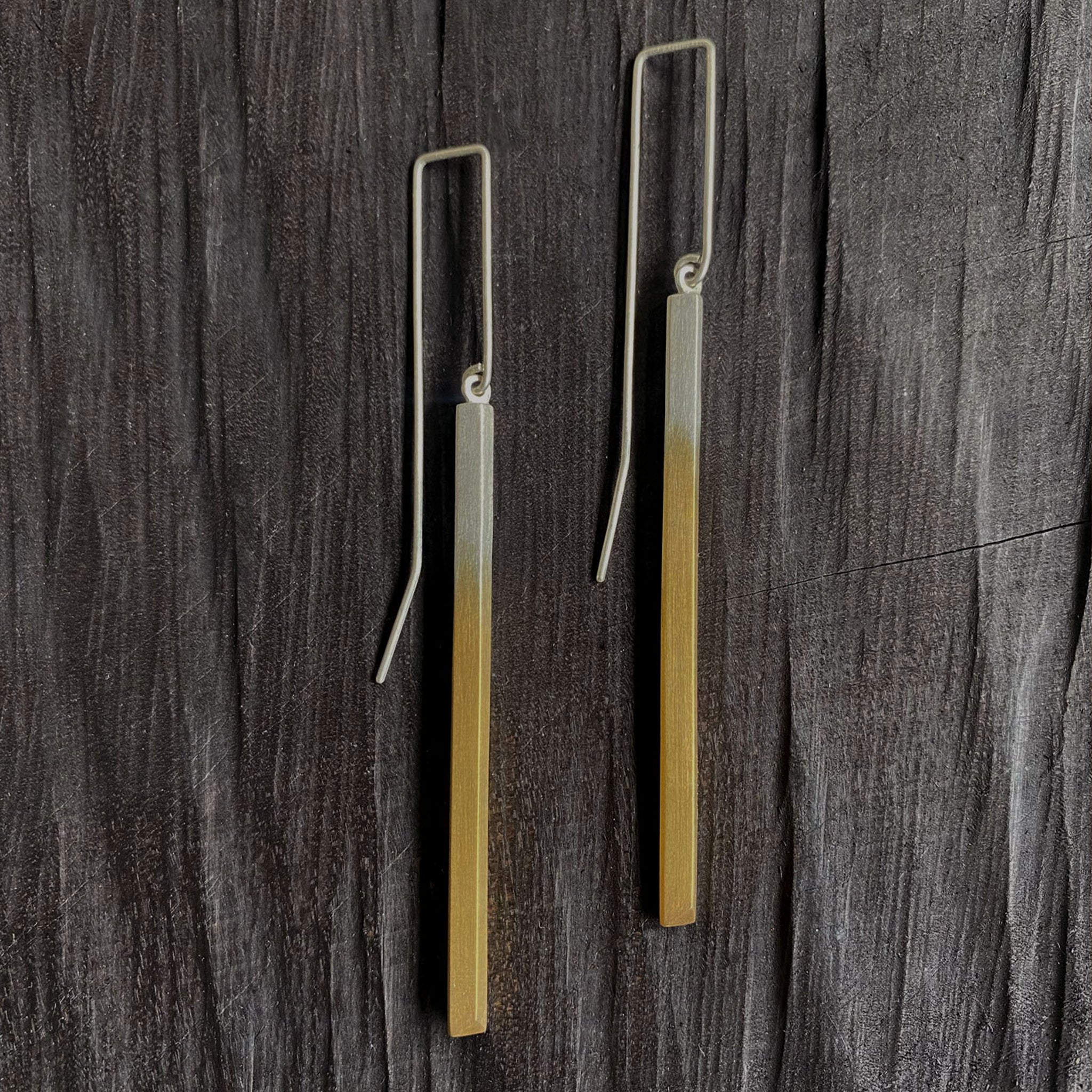 Long Knife Edge Gold Dipped Right Angle Earrings