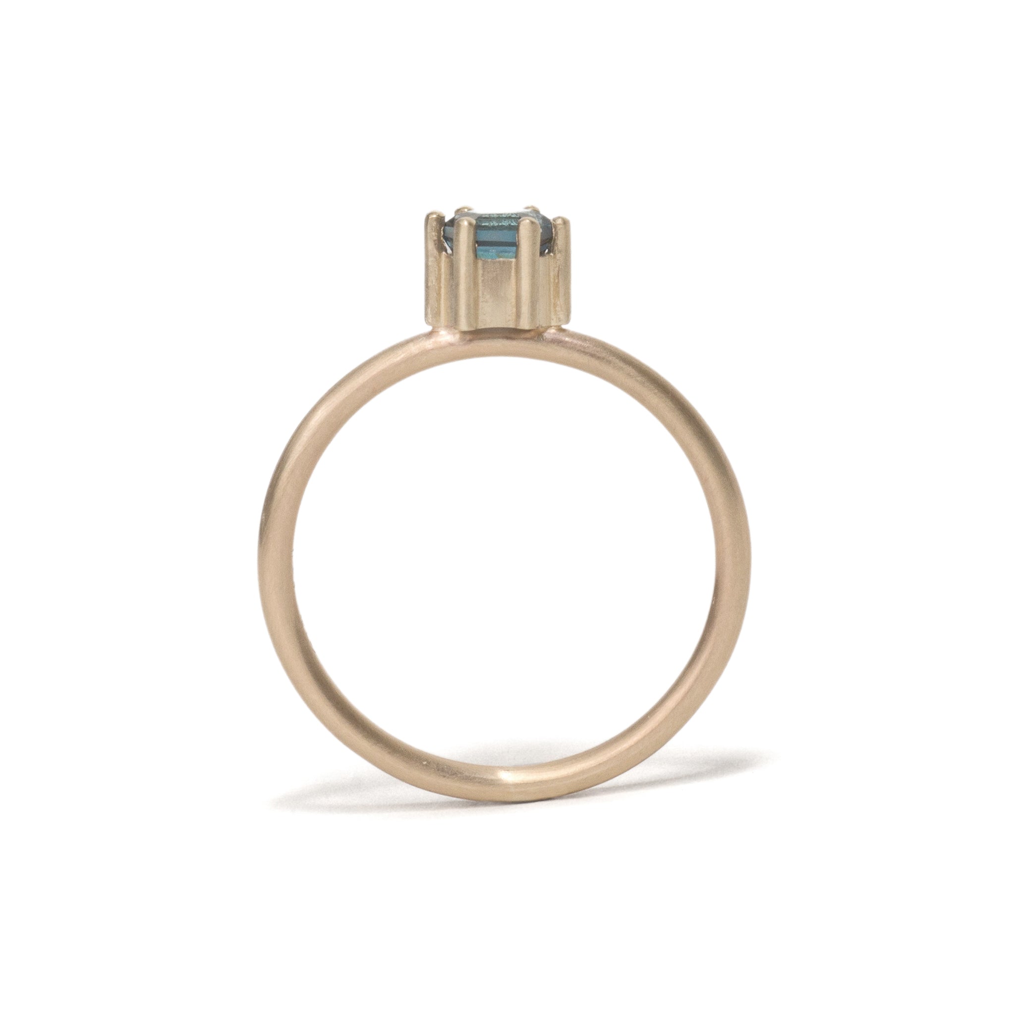 Hexagonal Step Cut London Blue Topaz Stacking Ring