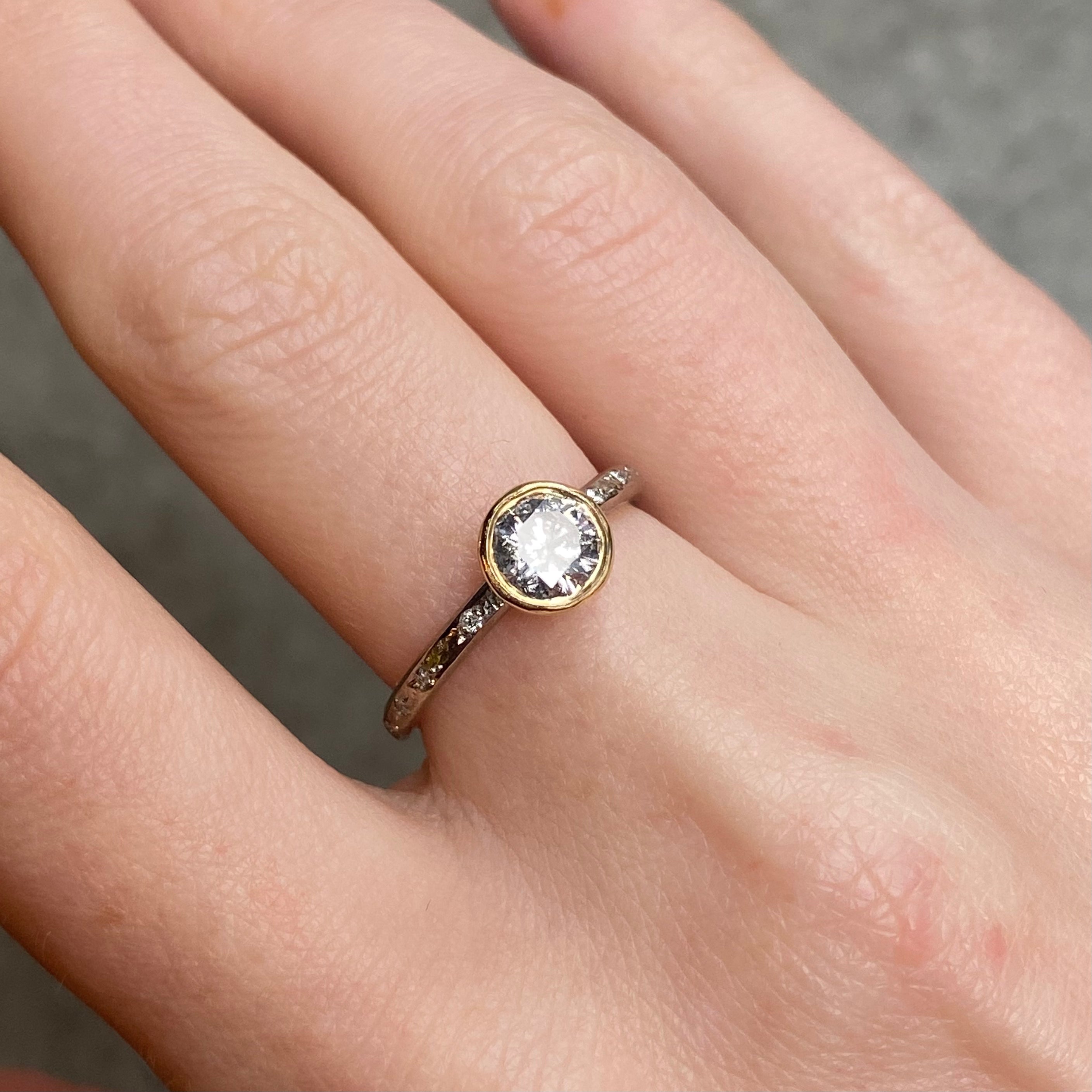 Salt and Pepper Diamond Solitaire Ring