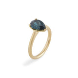 Harvest Pear Teal Parti Sapphire Ring