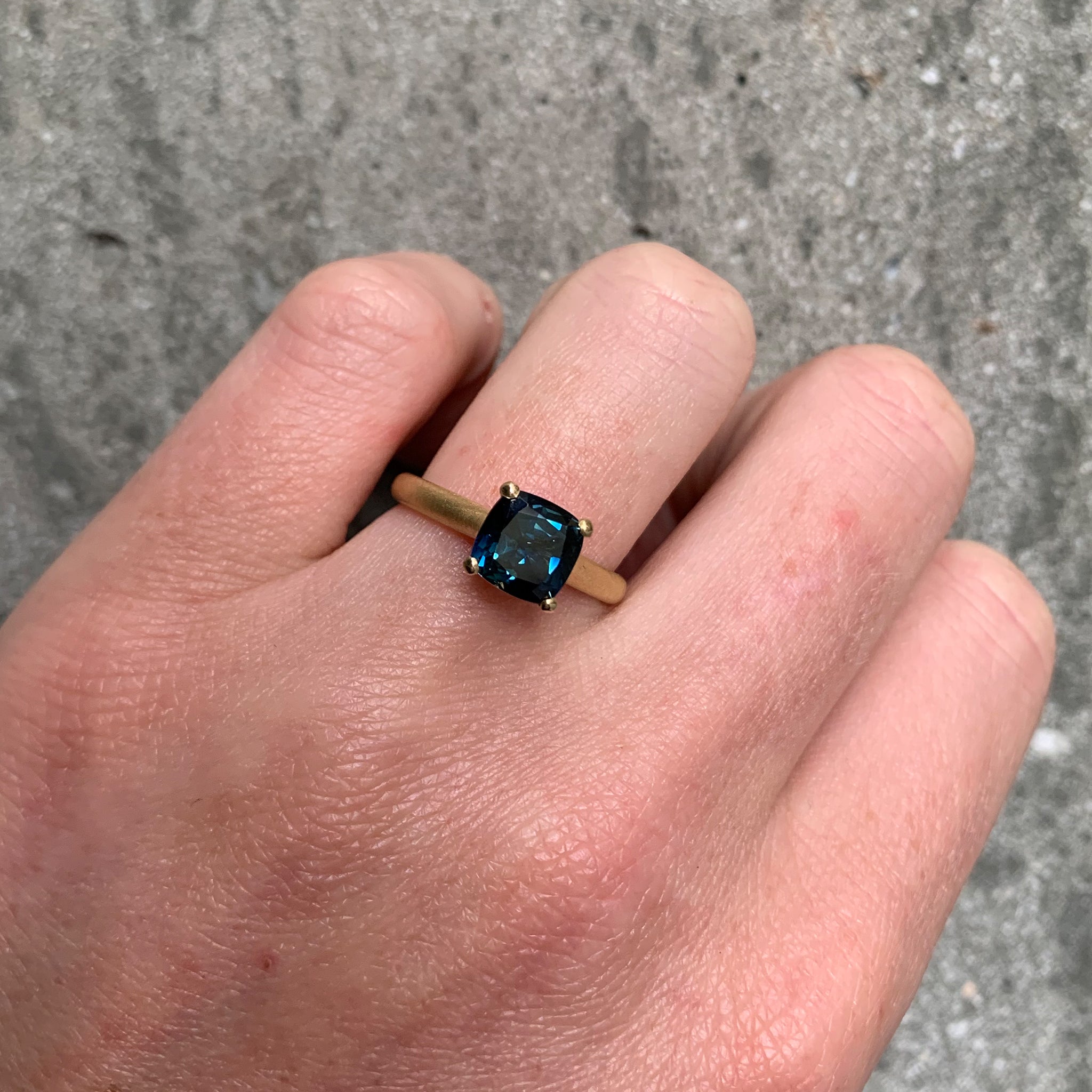 Harvest Cushion Blue Sapphire Ring