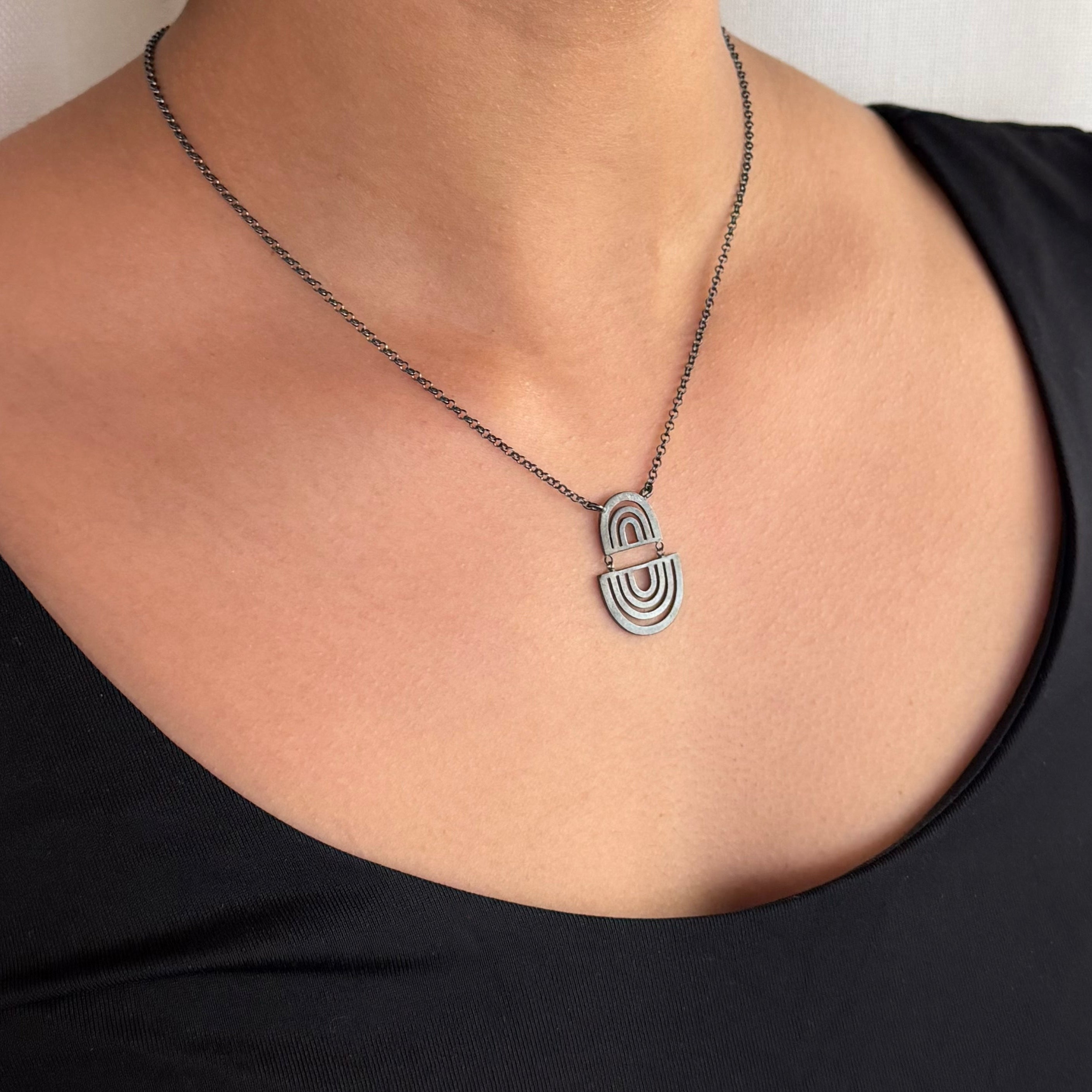 Oxidised Shift Shield Pendant