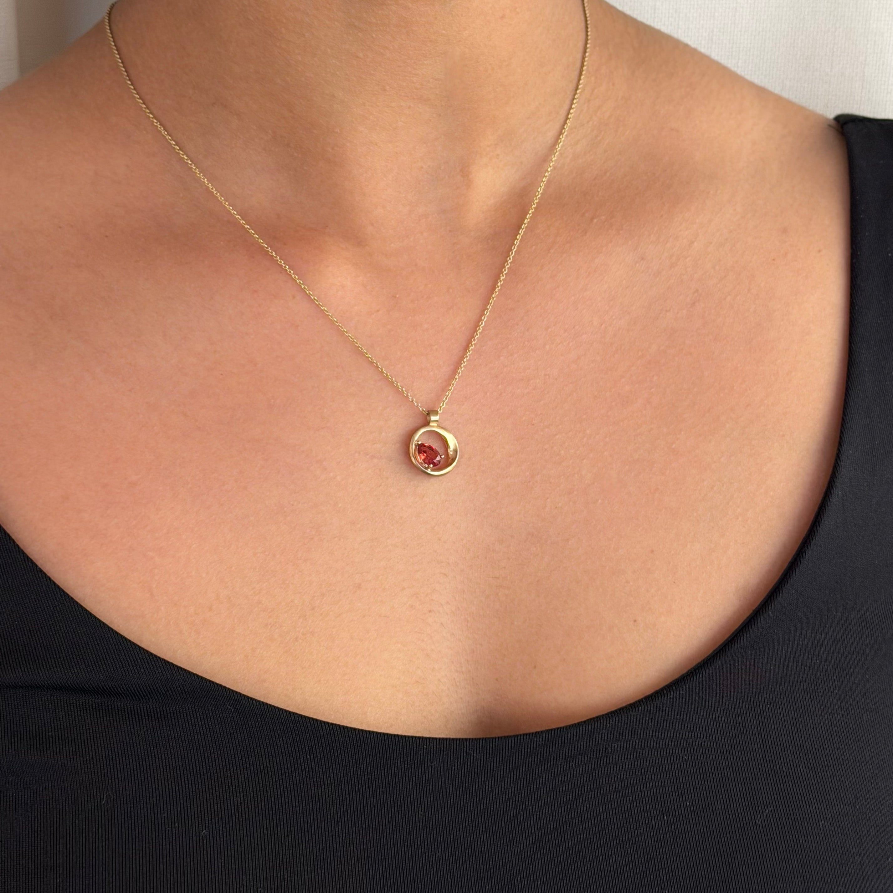 Turning Landscape Orange Spinel Pendant