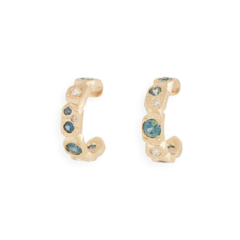 Coastal Treasures Teal 2 Hoop Earrings