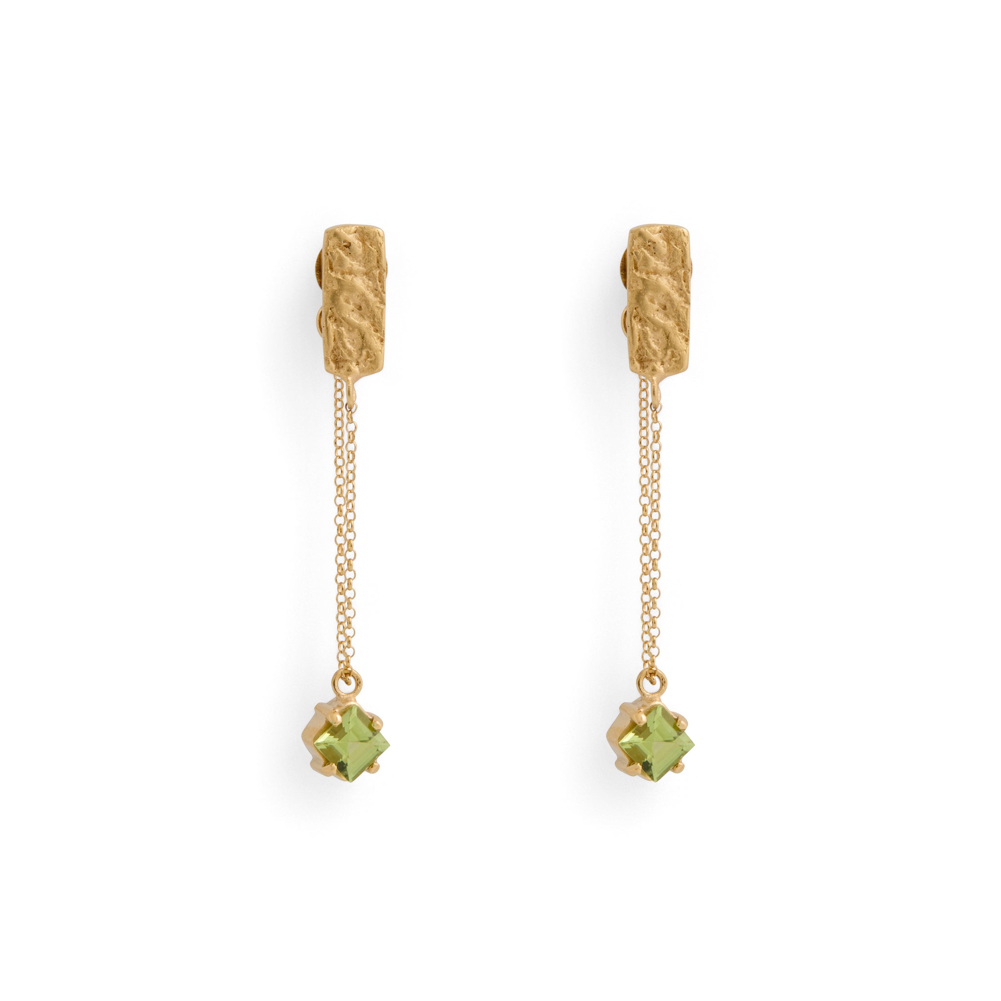 Small Gorilla Skin Chain Drop with Peridots Earrings
