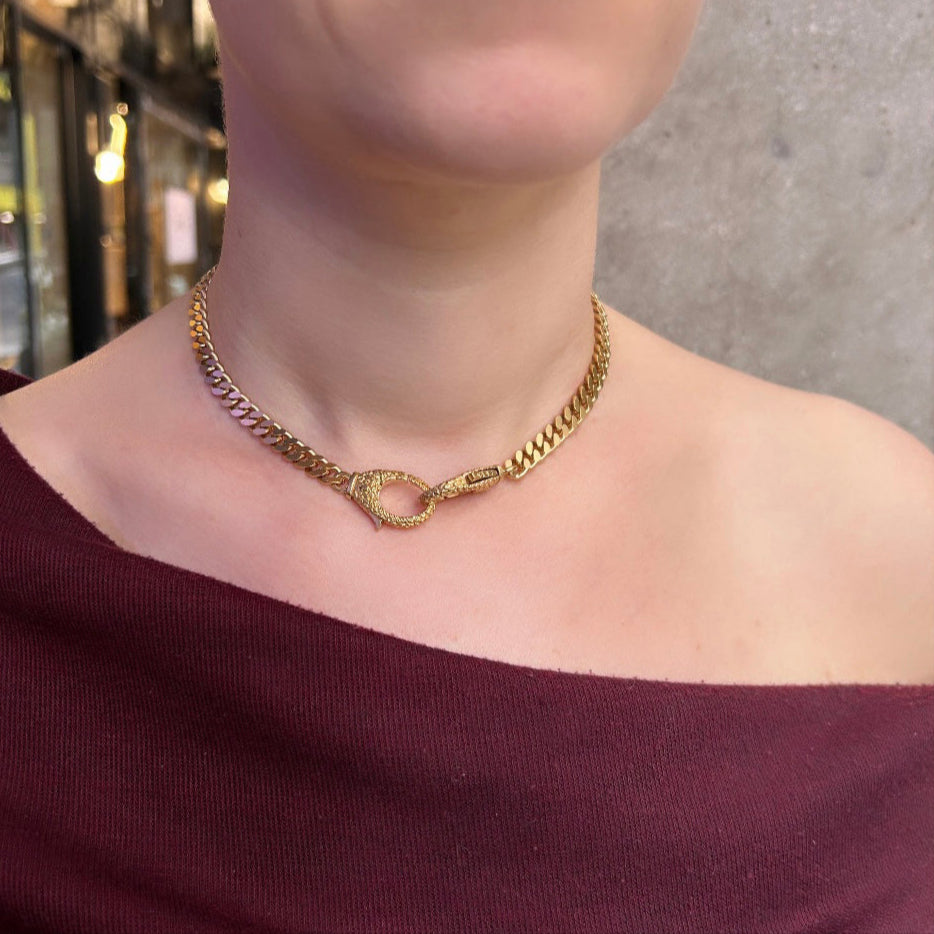 Cuban Choker Necklace with Double Lobster
