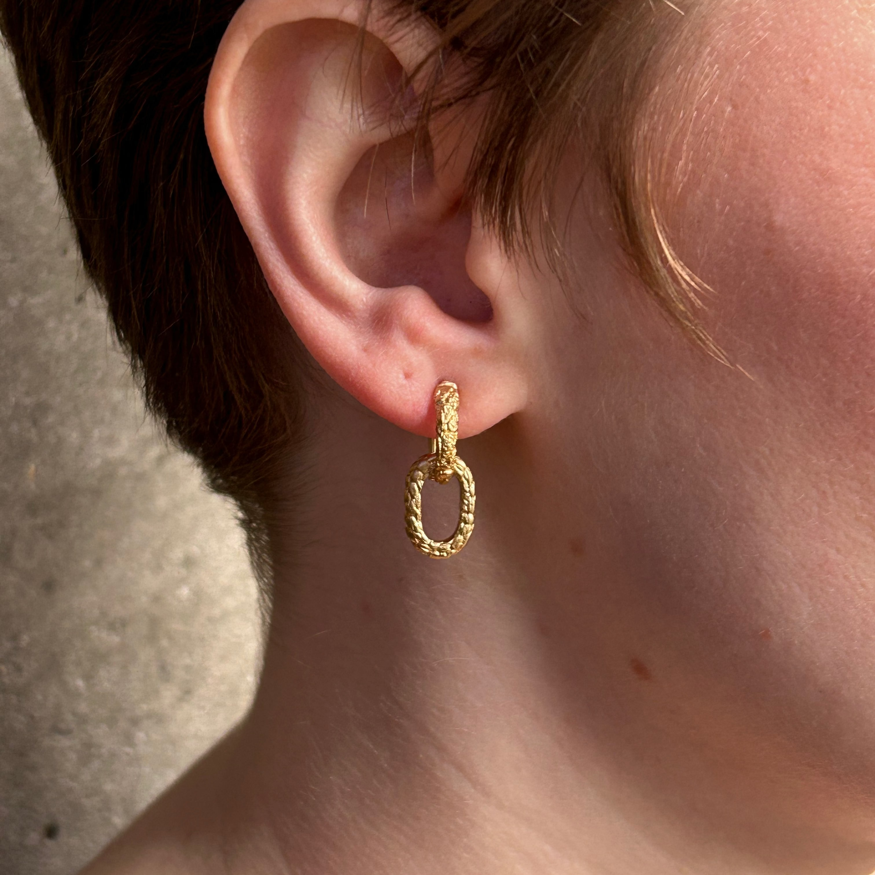 Double Skin Link Drop Omega Earrings