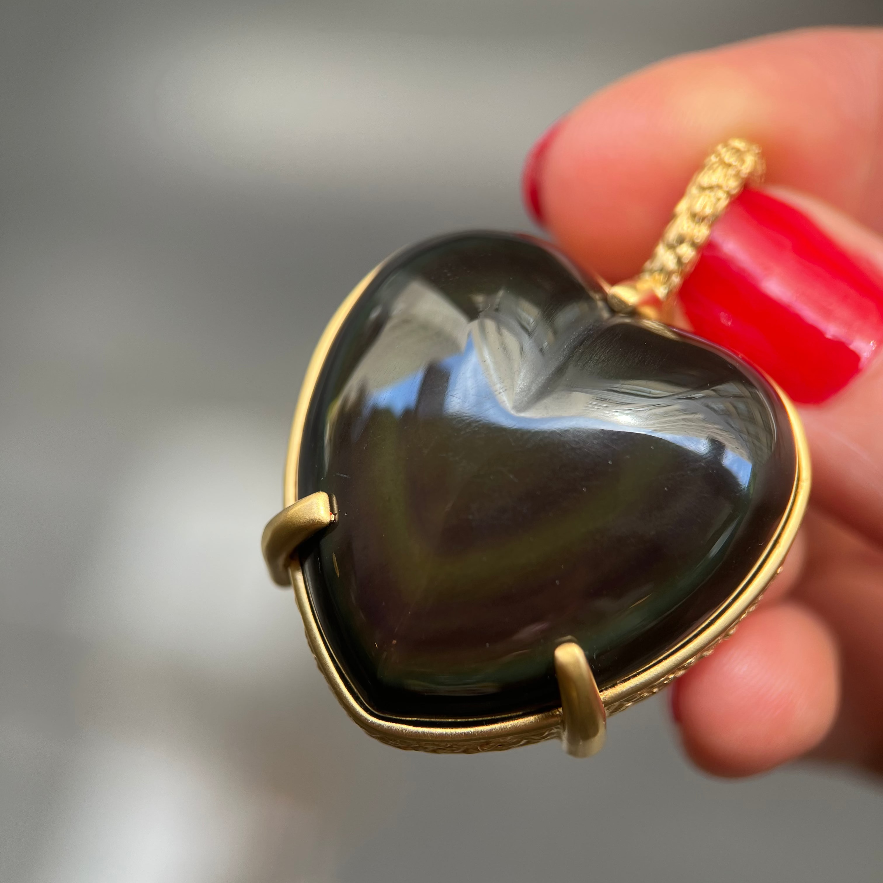 Rainbow Obsidian Heart Pendant (Pendant ONLY)