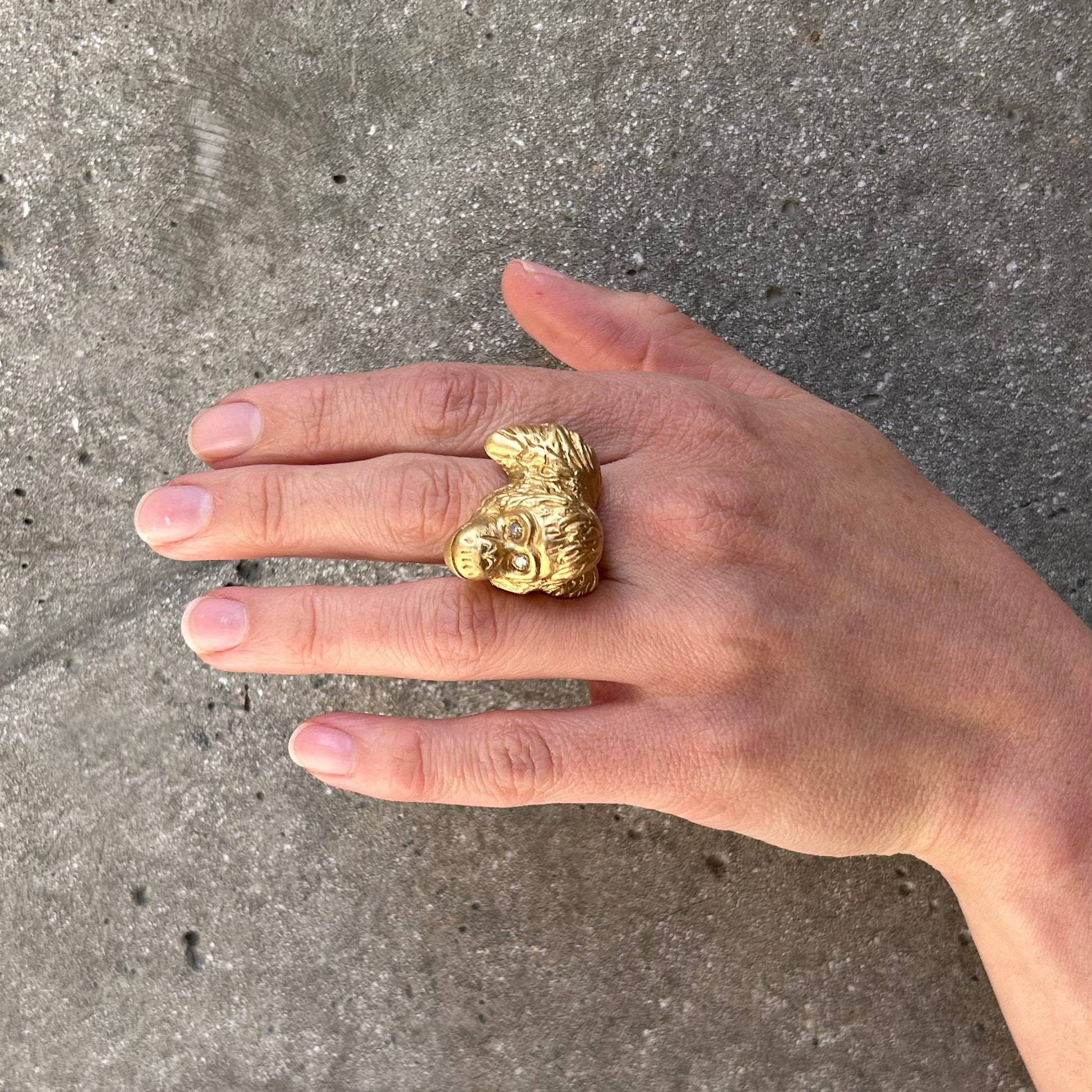 Pope Ring with Diamond Eyes