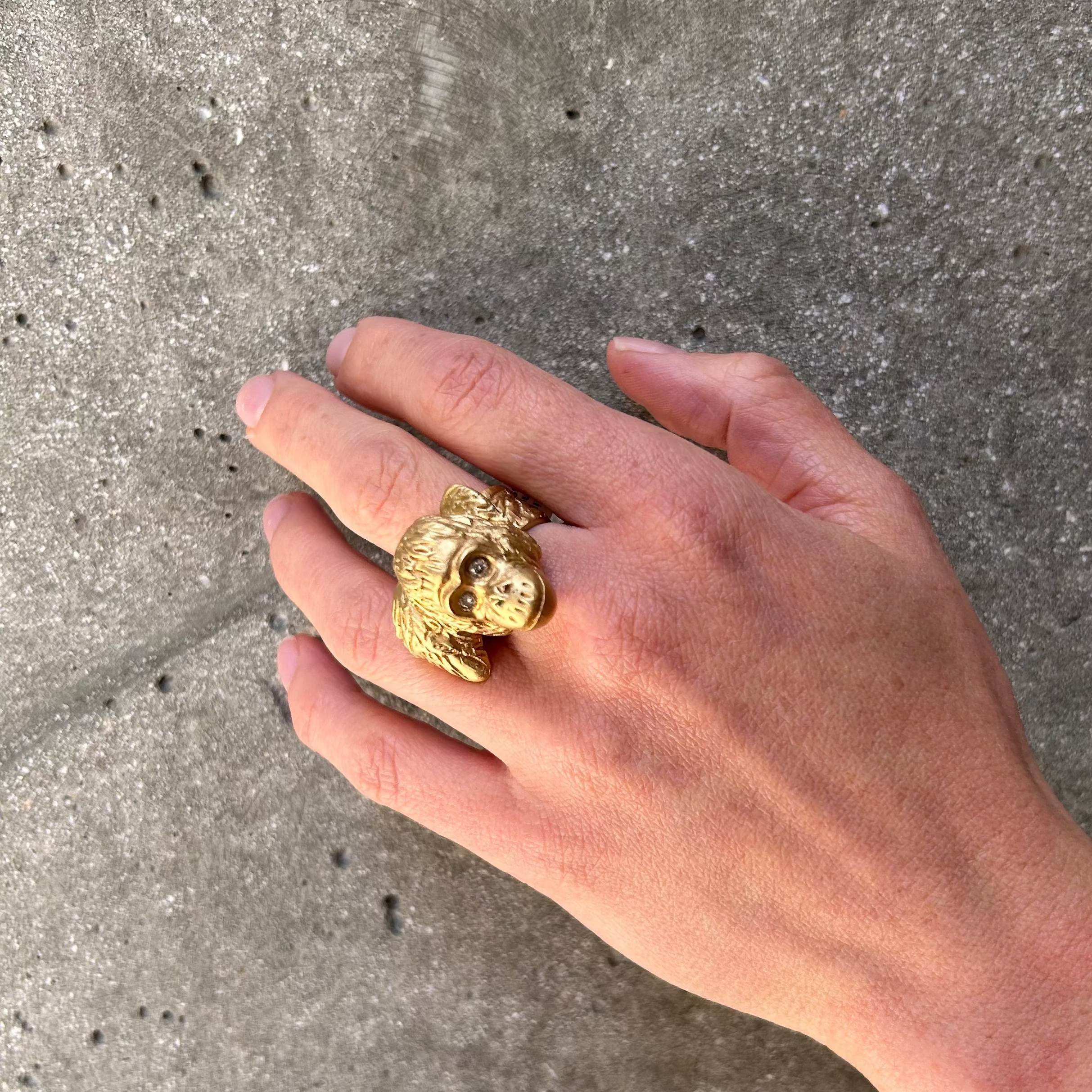 Pope Ring with Diamond Eyes