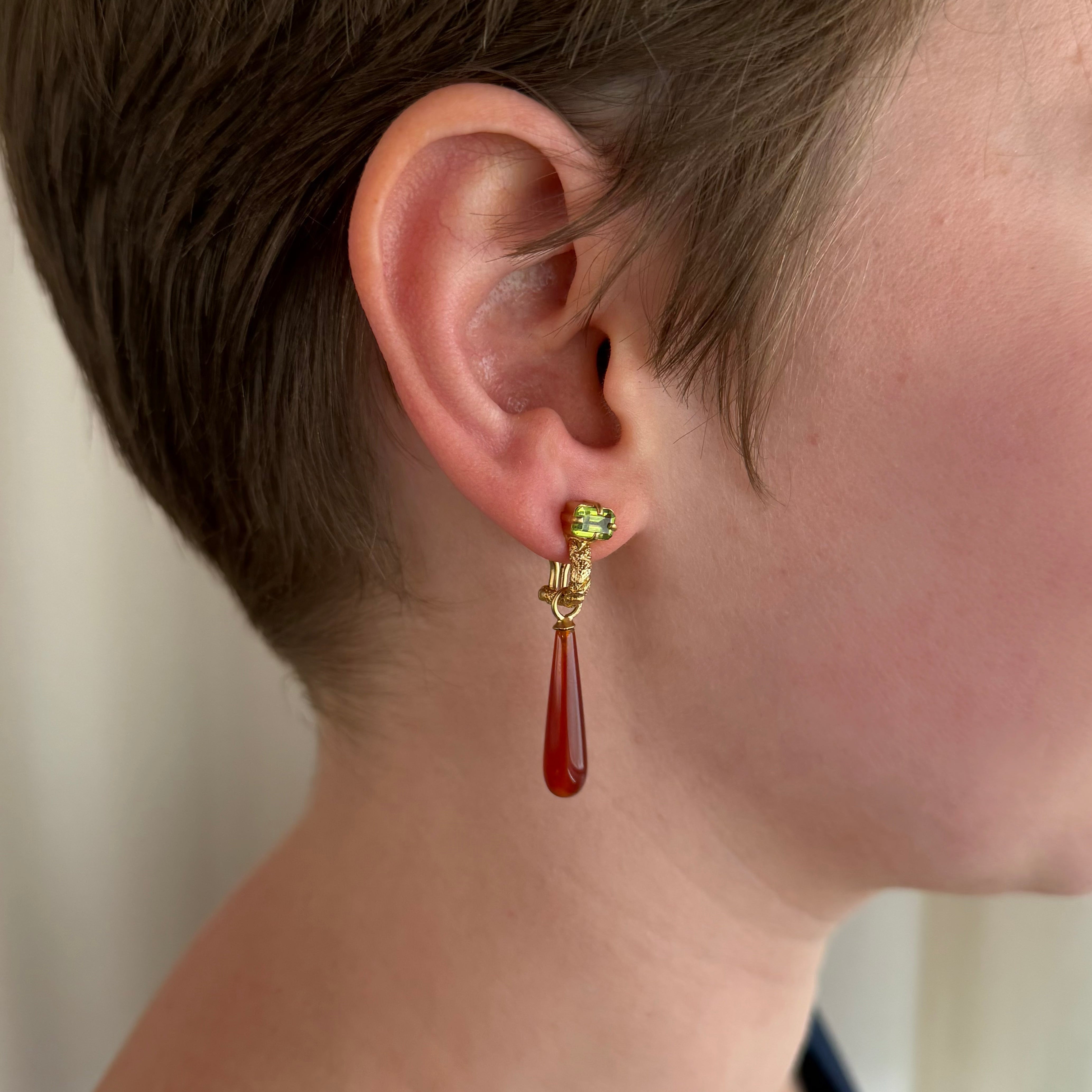 Omega Peridot Drop Earrings