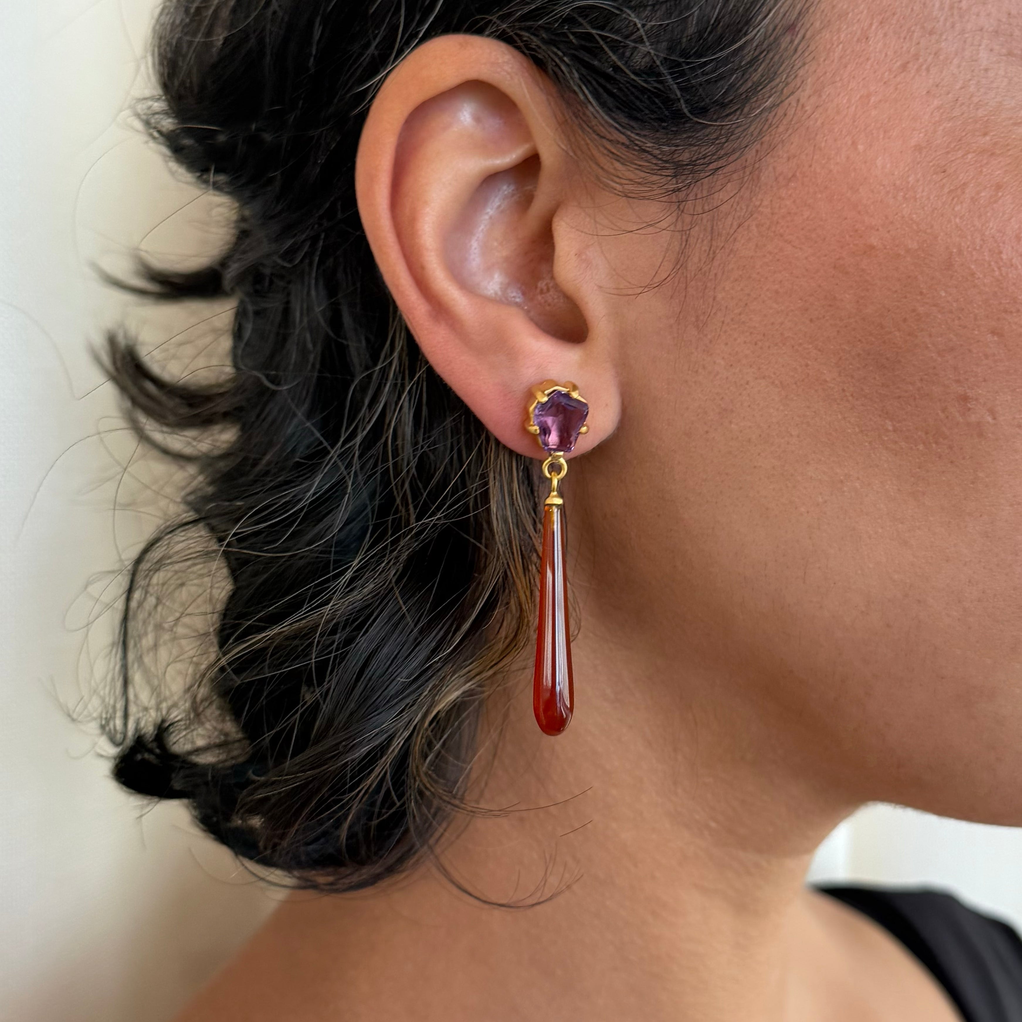 Irregular Amethyst Drop Earrings