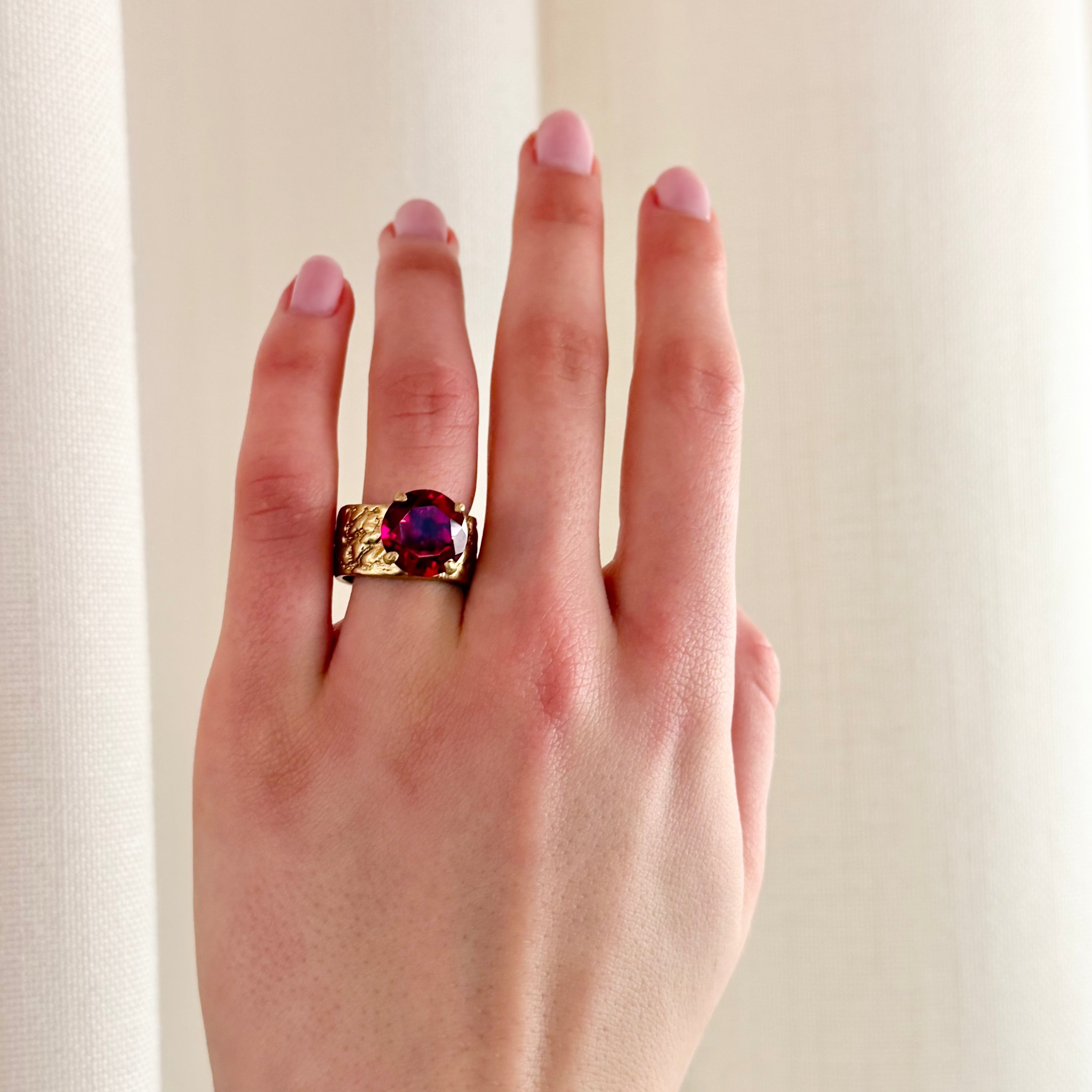 Gorilla Skin Red Cocktail Ring