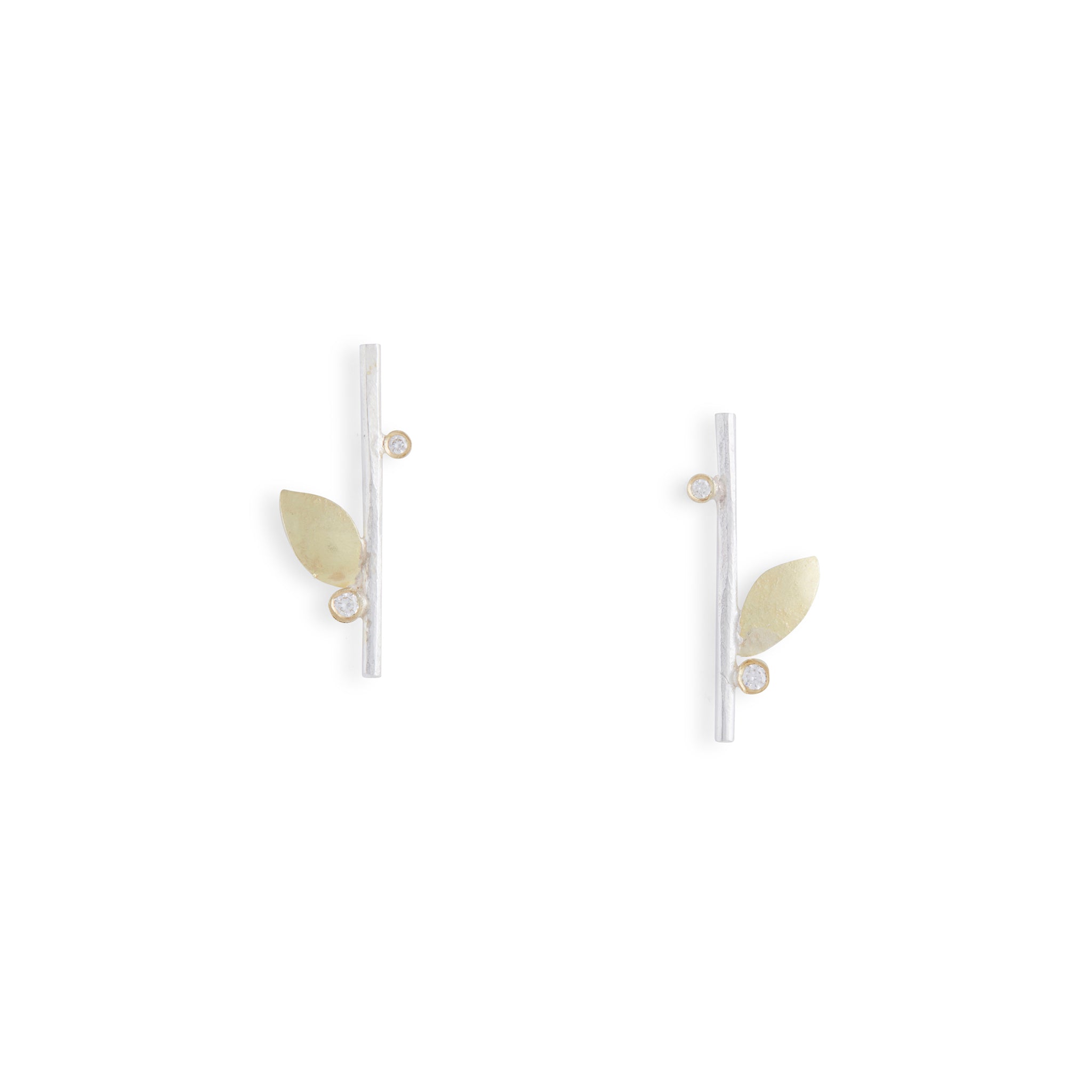 Leaf Studs With Diamonds Earrings