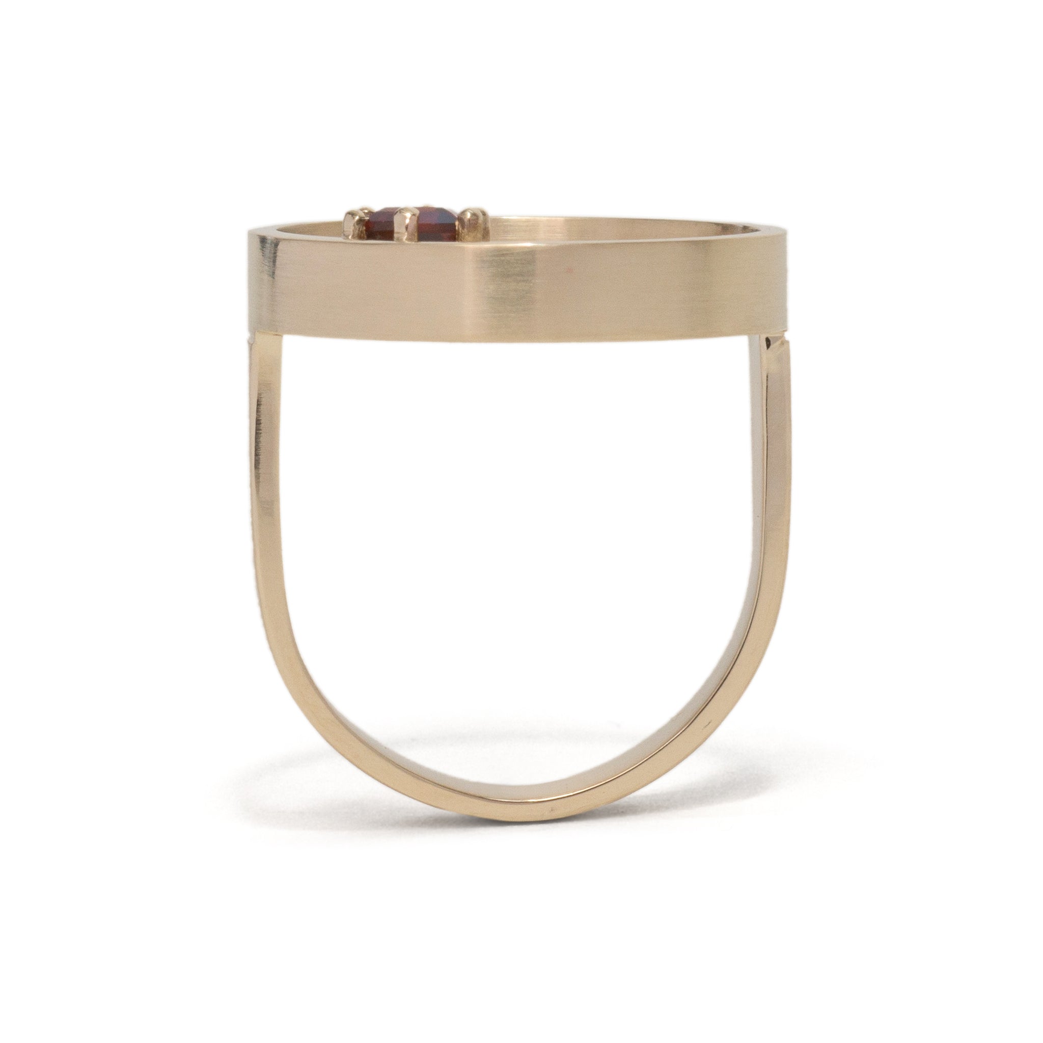 Hexagonal Step Cut Garnet Circle Ring
