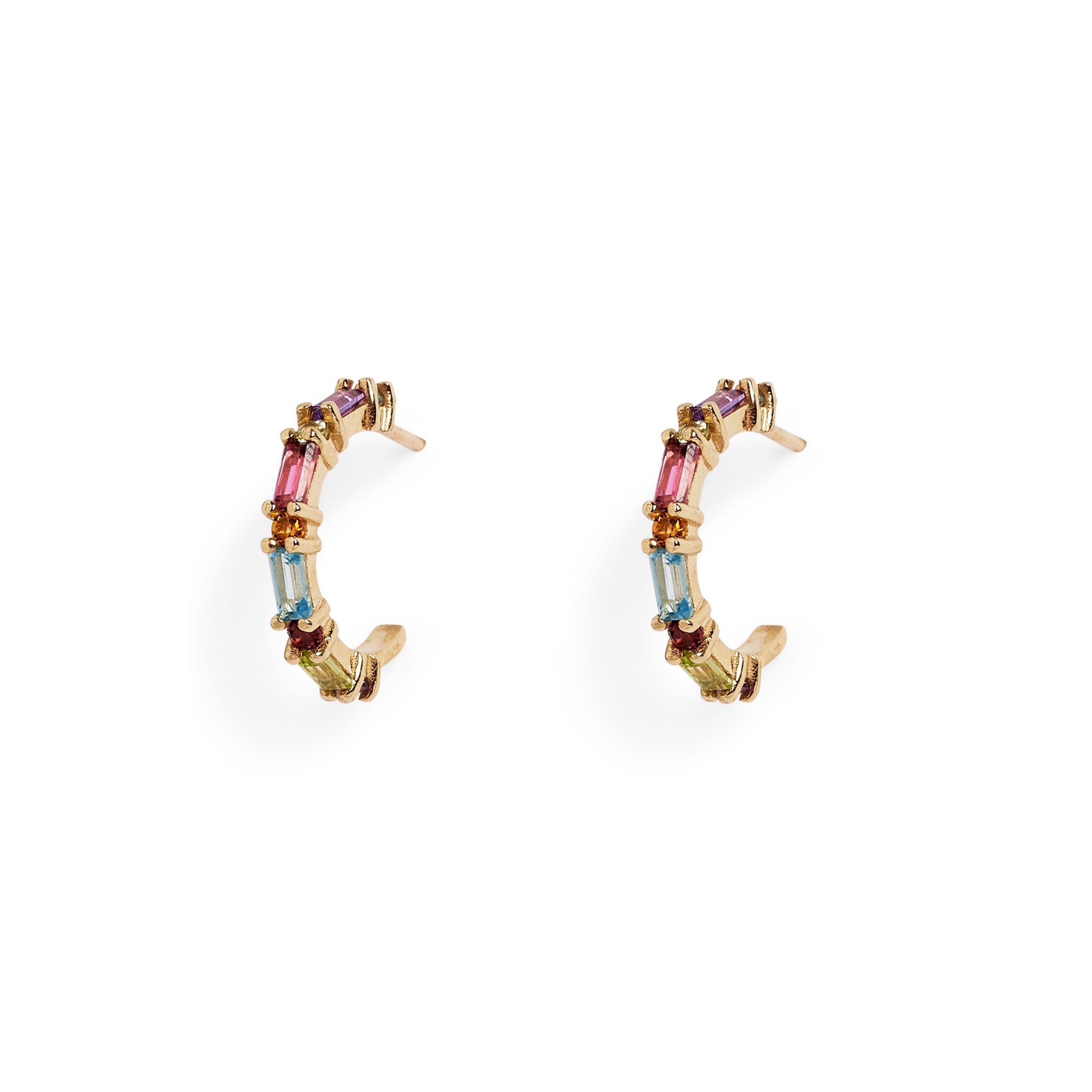 XO Rainbow Small Gem Huggie Earrings