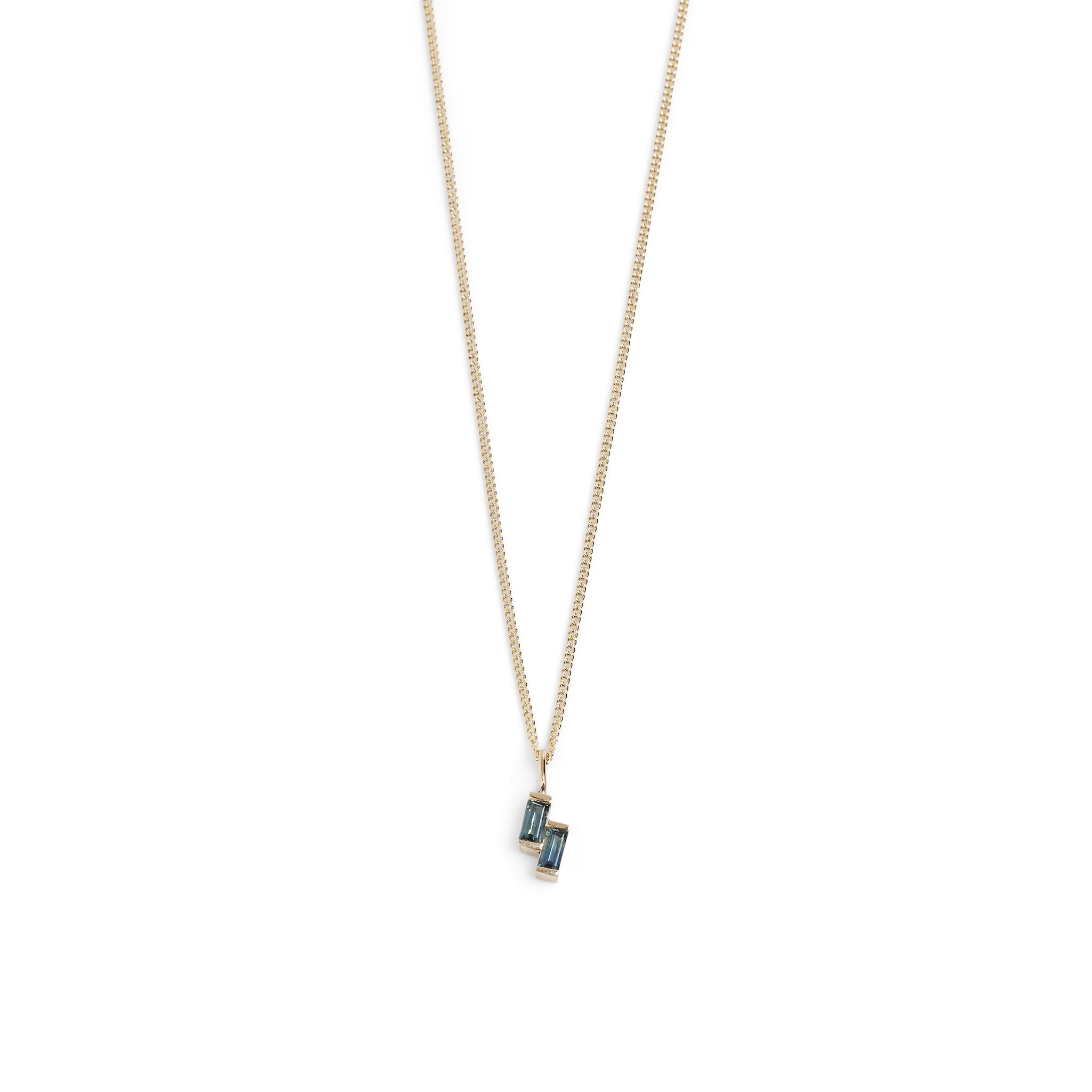 Vertical Double Sapphire Baguette Necklace