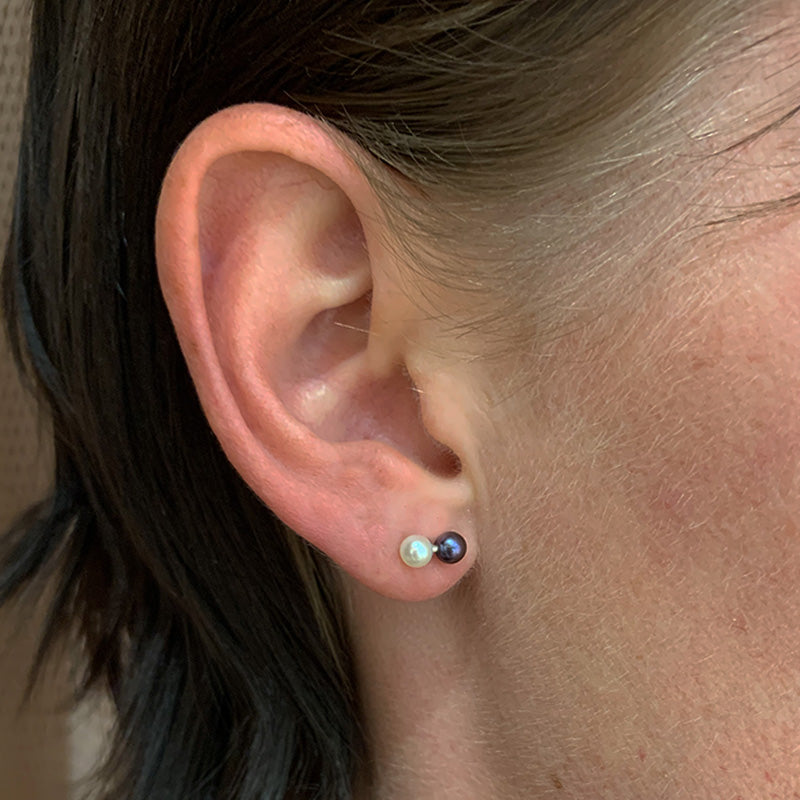 Double Pearl Stud Earrings