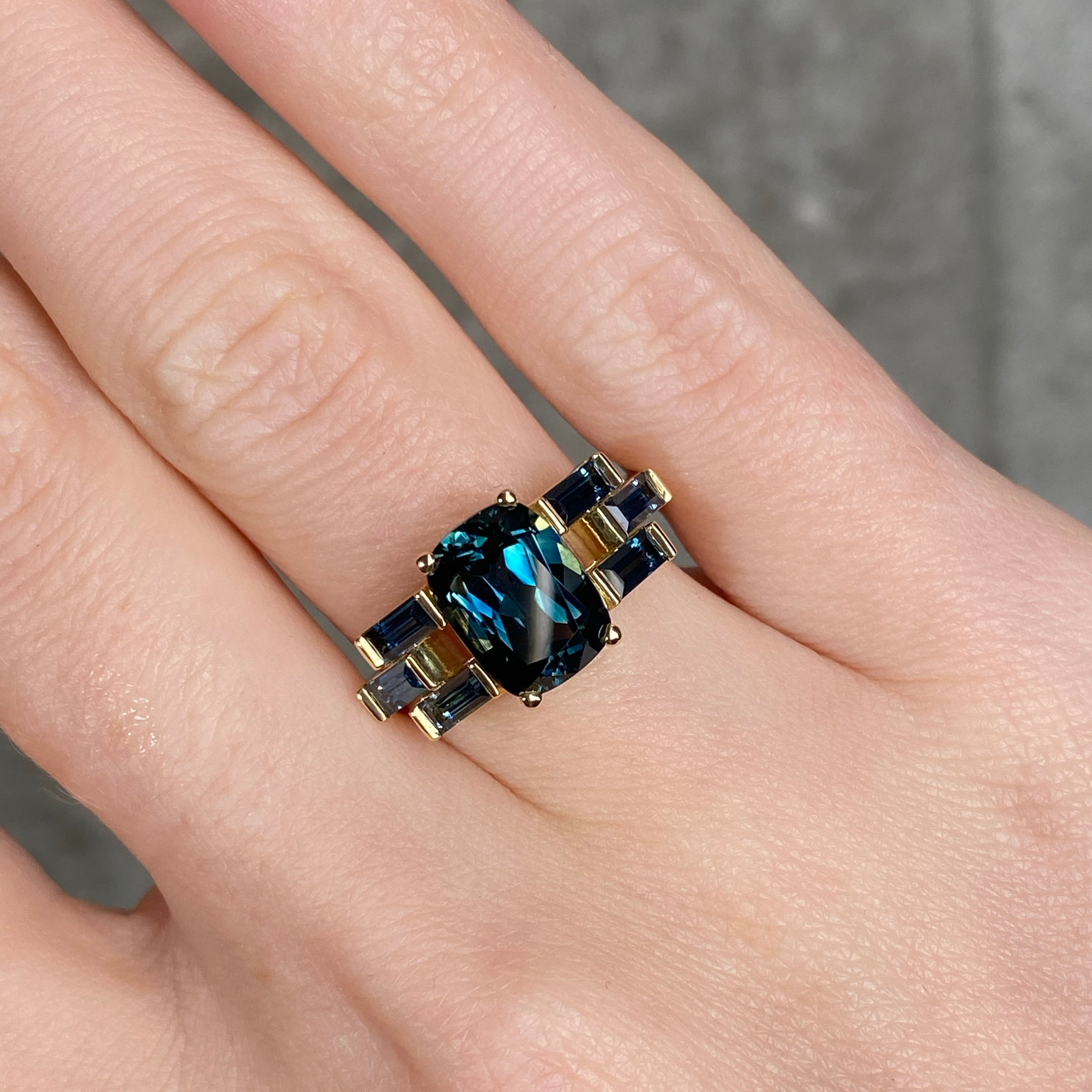 Harmony Cushion Parti Sapphire Ring