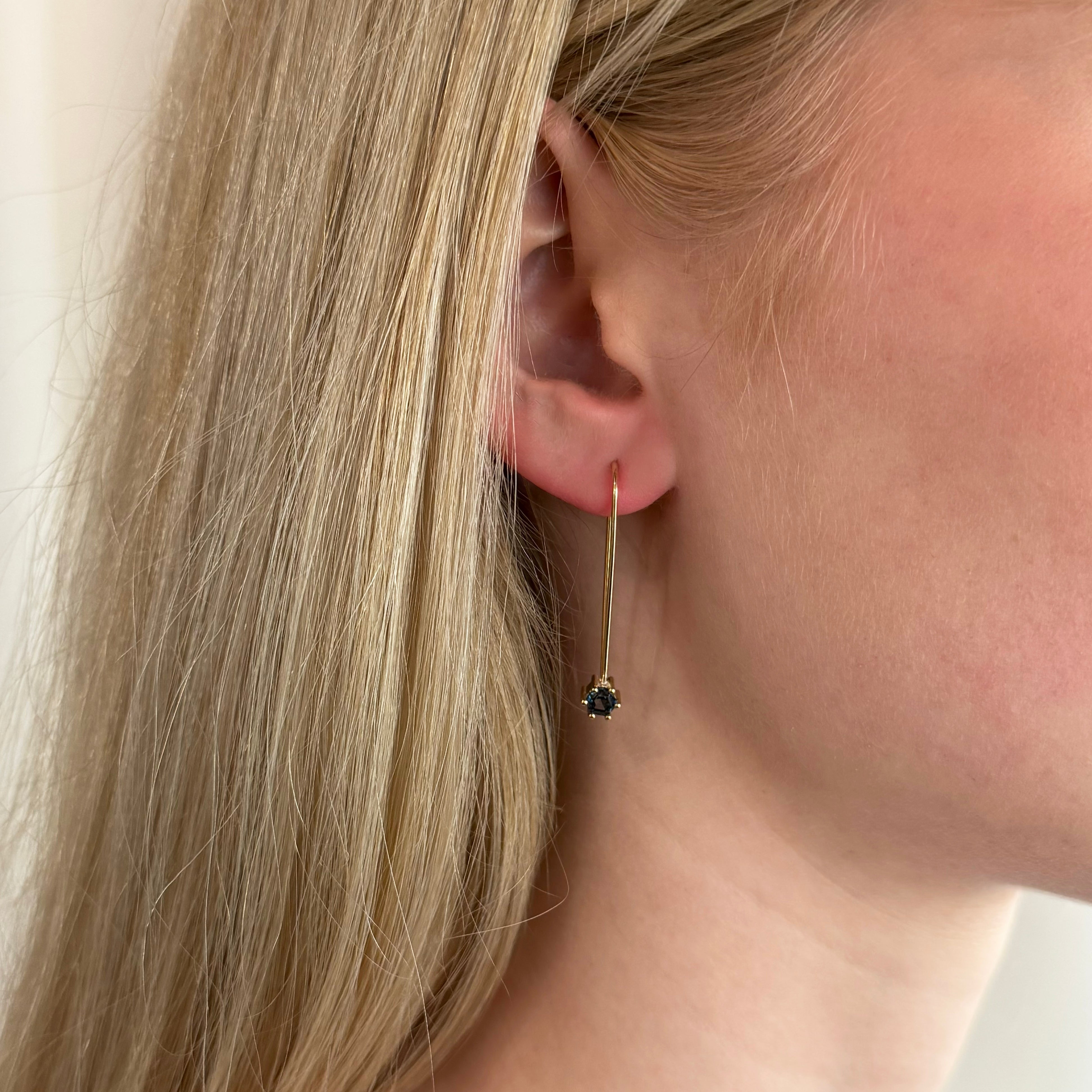 Hexagonal Step Cut London Blue Topaz Drop Earrings