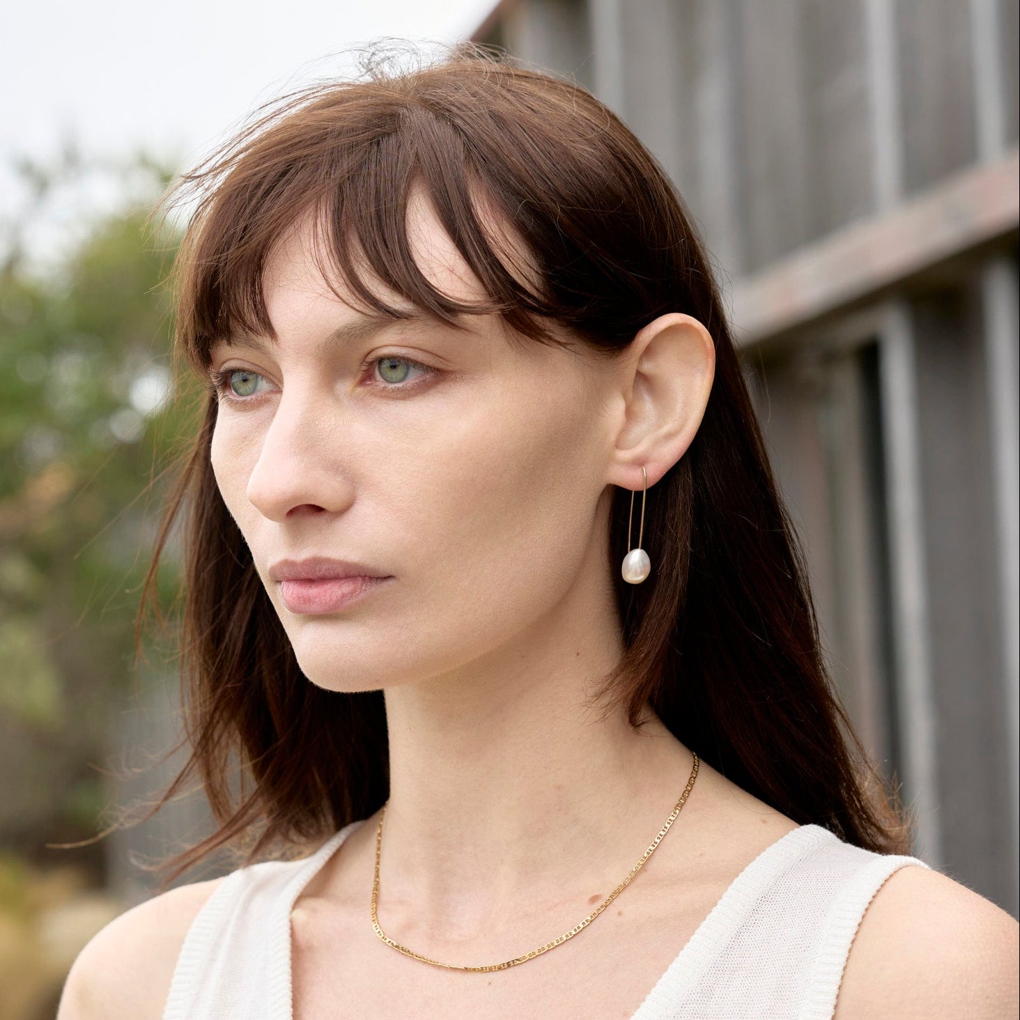Baroque Pearl Medium Gold Drop Earrings