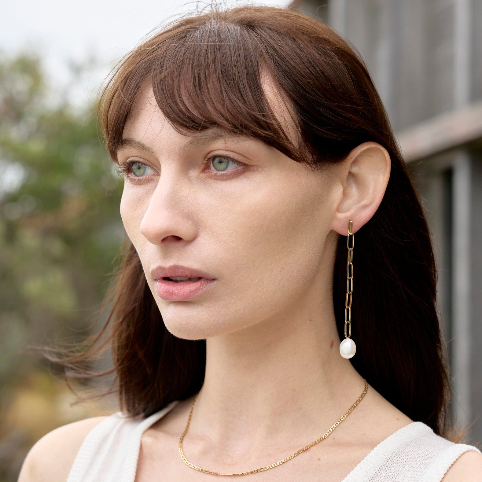 Baroque Pearl Drop Extra Long Link Earrings