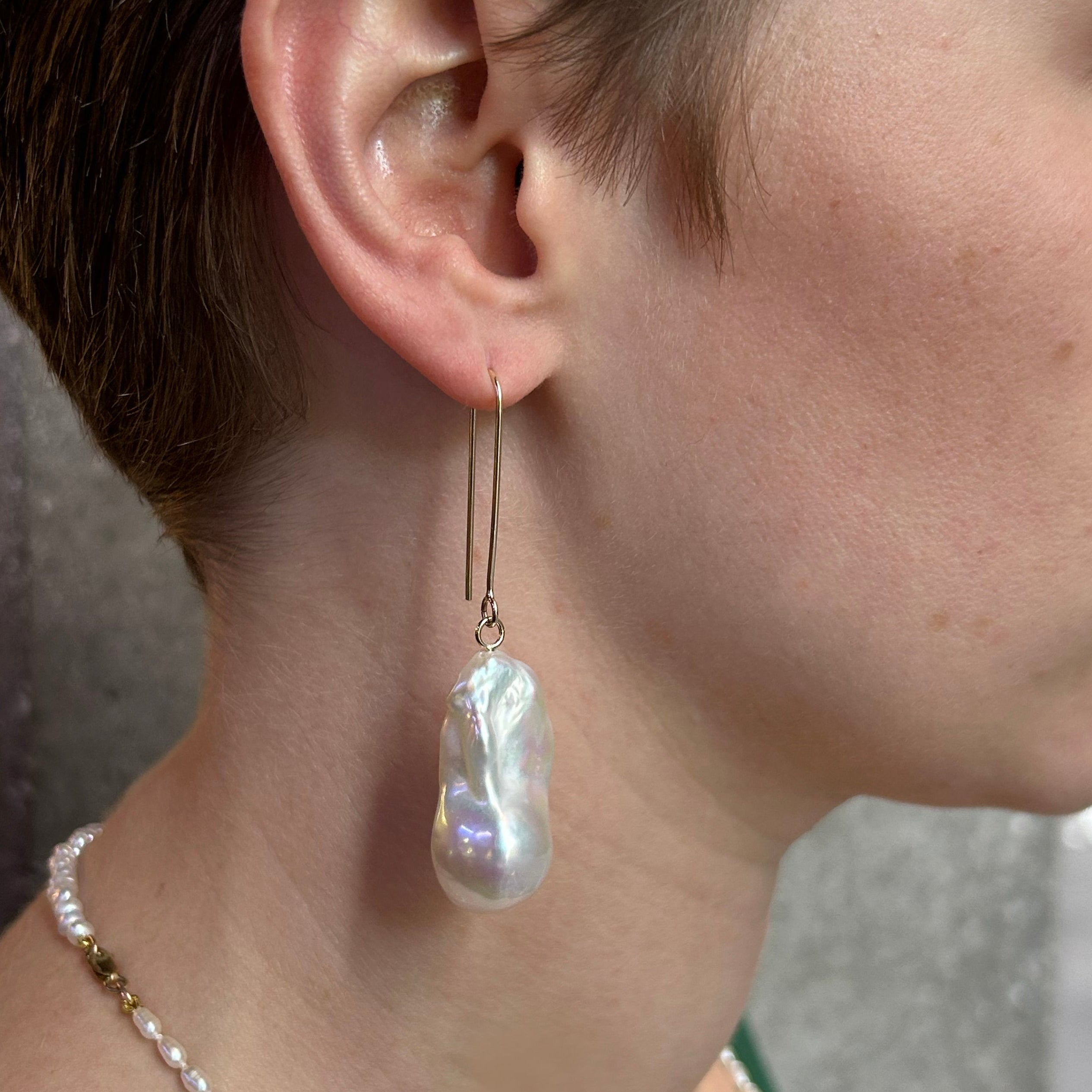 Baroque Pearl Extra Large Gold Drop Earrings