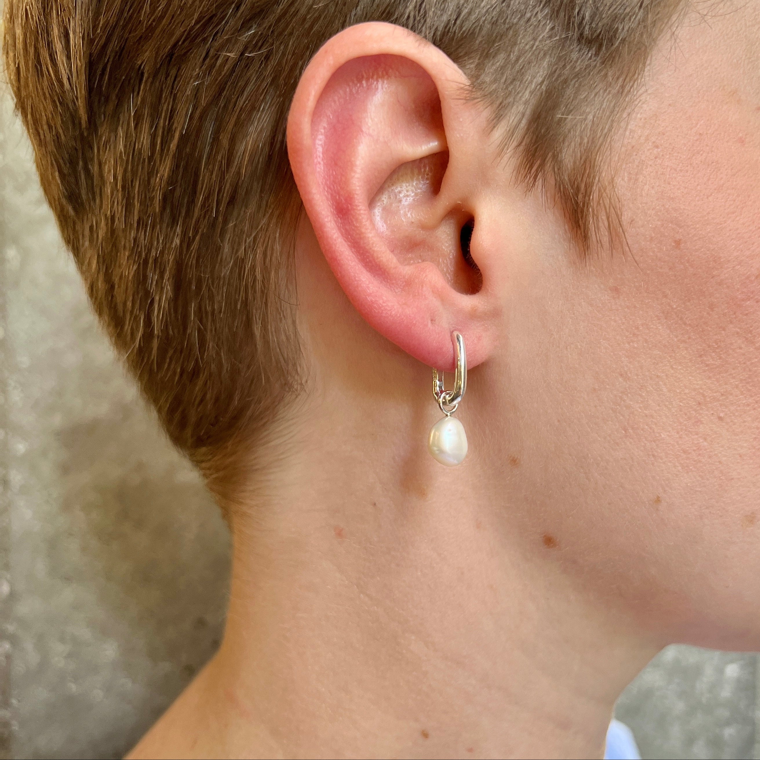 Elysian Silver Baroque Pearl Drop Small Earrings