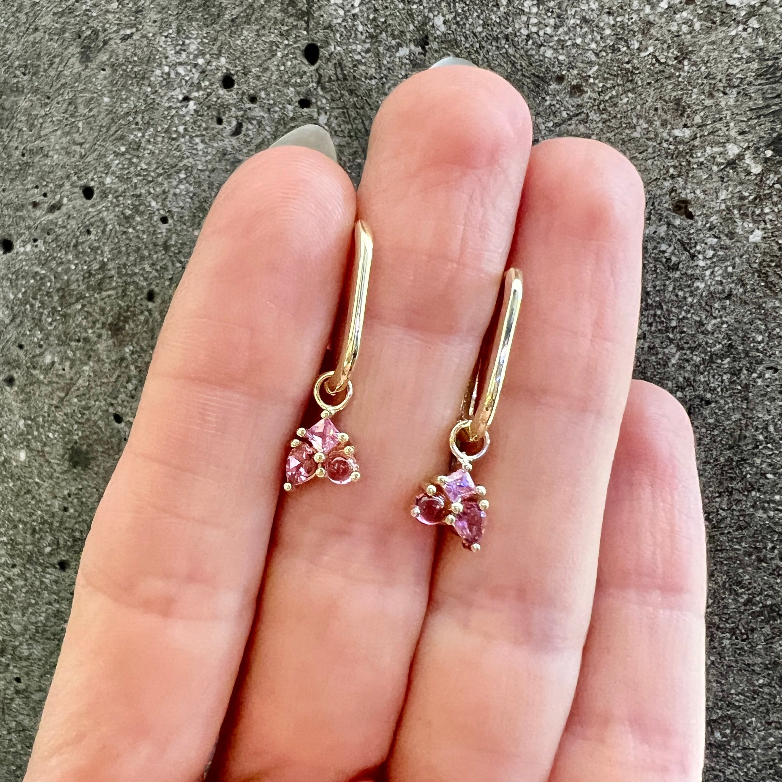Kaleidoscope Pink Gem Amulet Earrings
