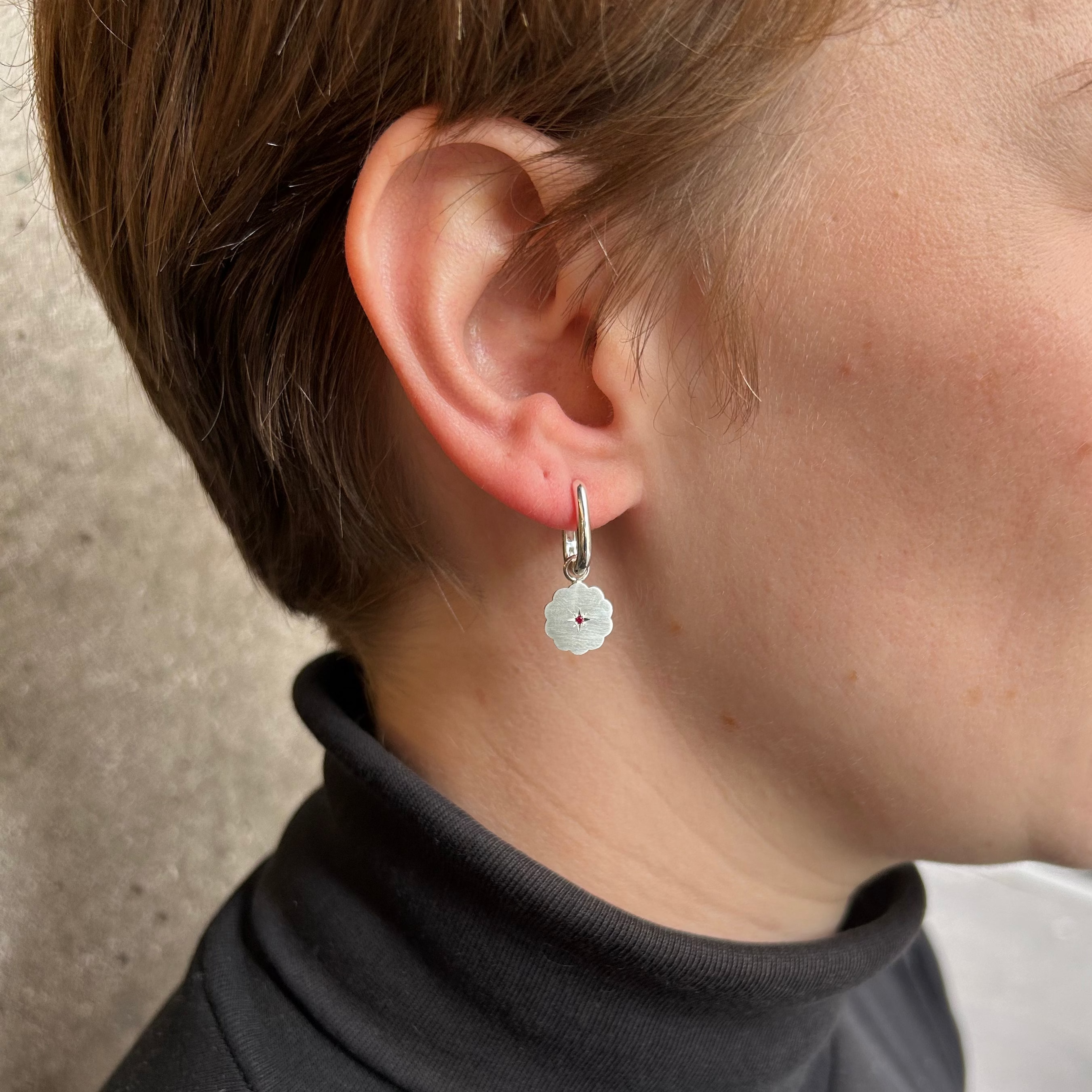 Birthstone Amulet Earrings Silver - Cloud