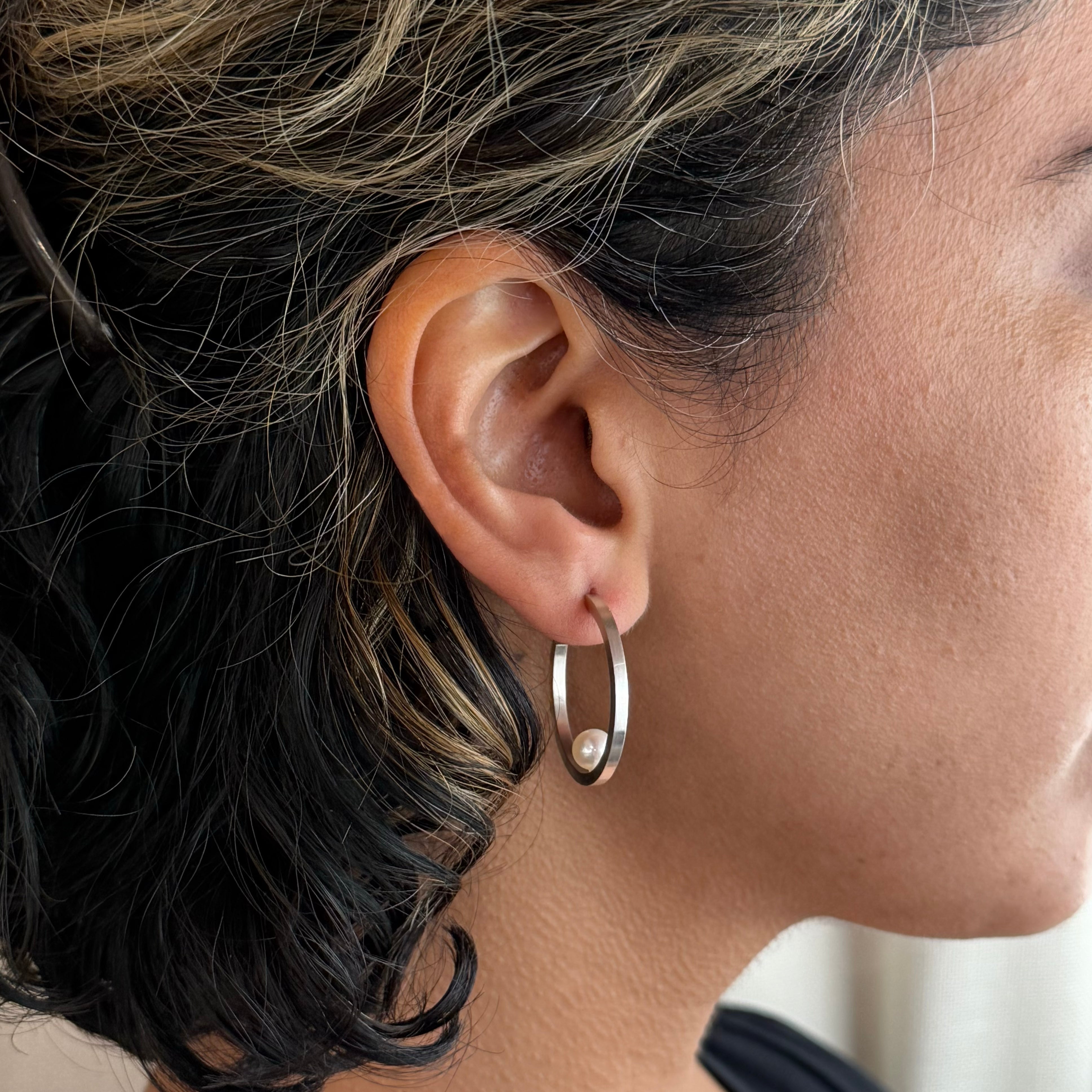 Small Pearl Hoop Earrings