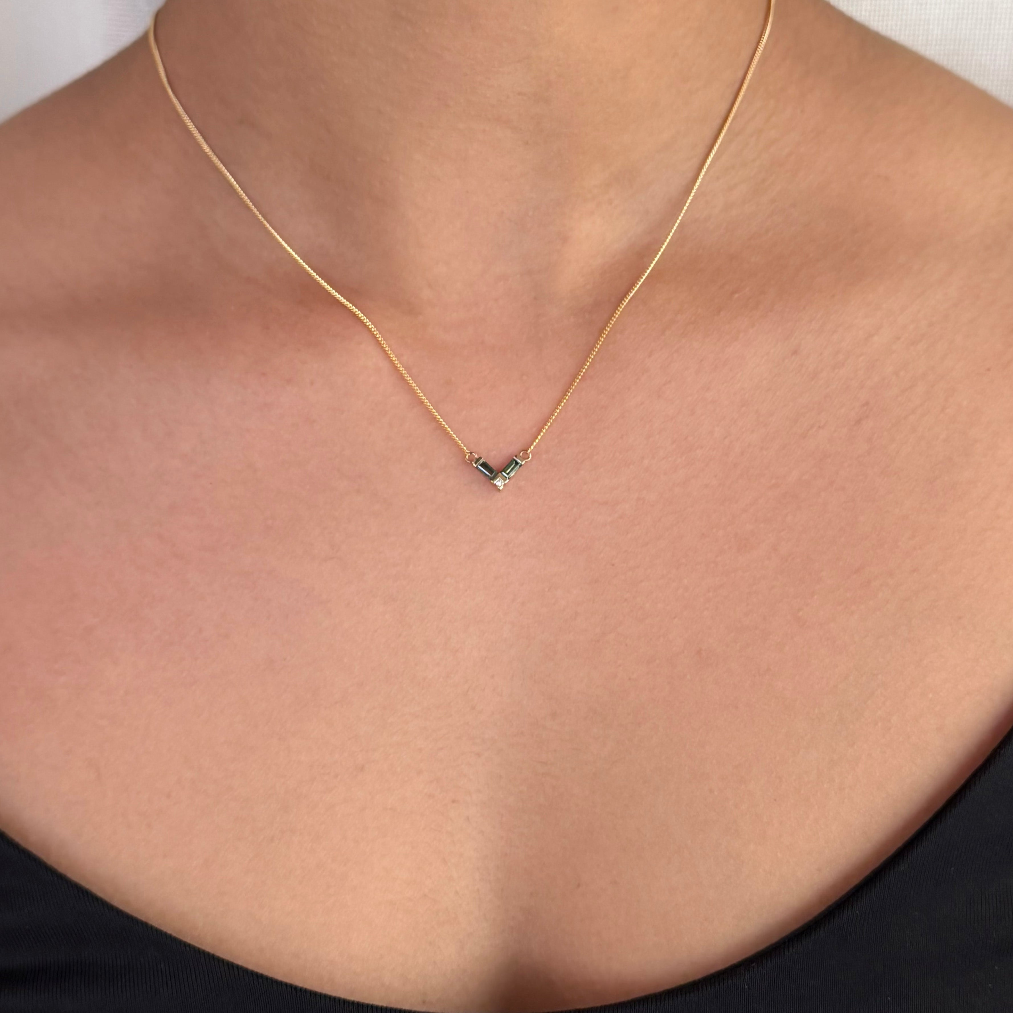 Right Angle Sapphire Necklace