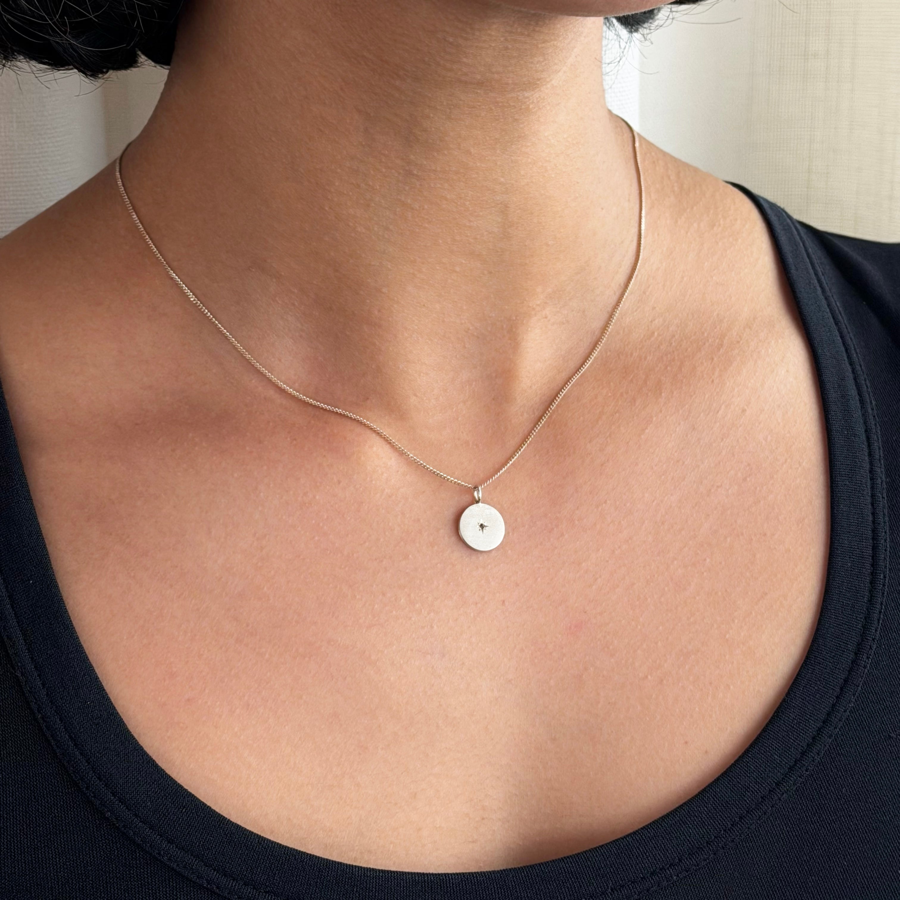 Birthstone Amulet Pendant Silver - Round