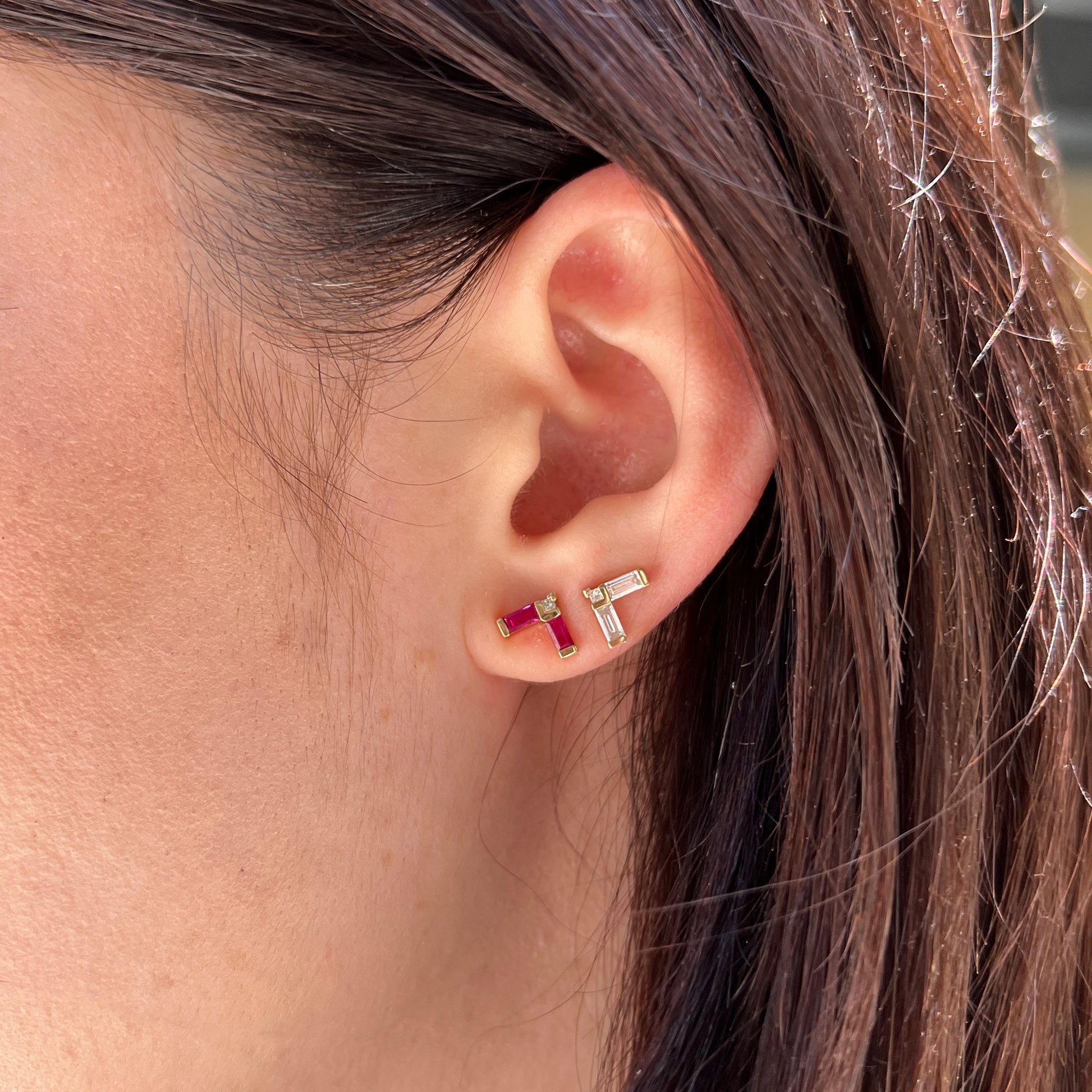 Right Angle Ruby Earrings