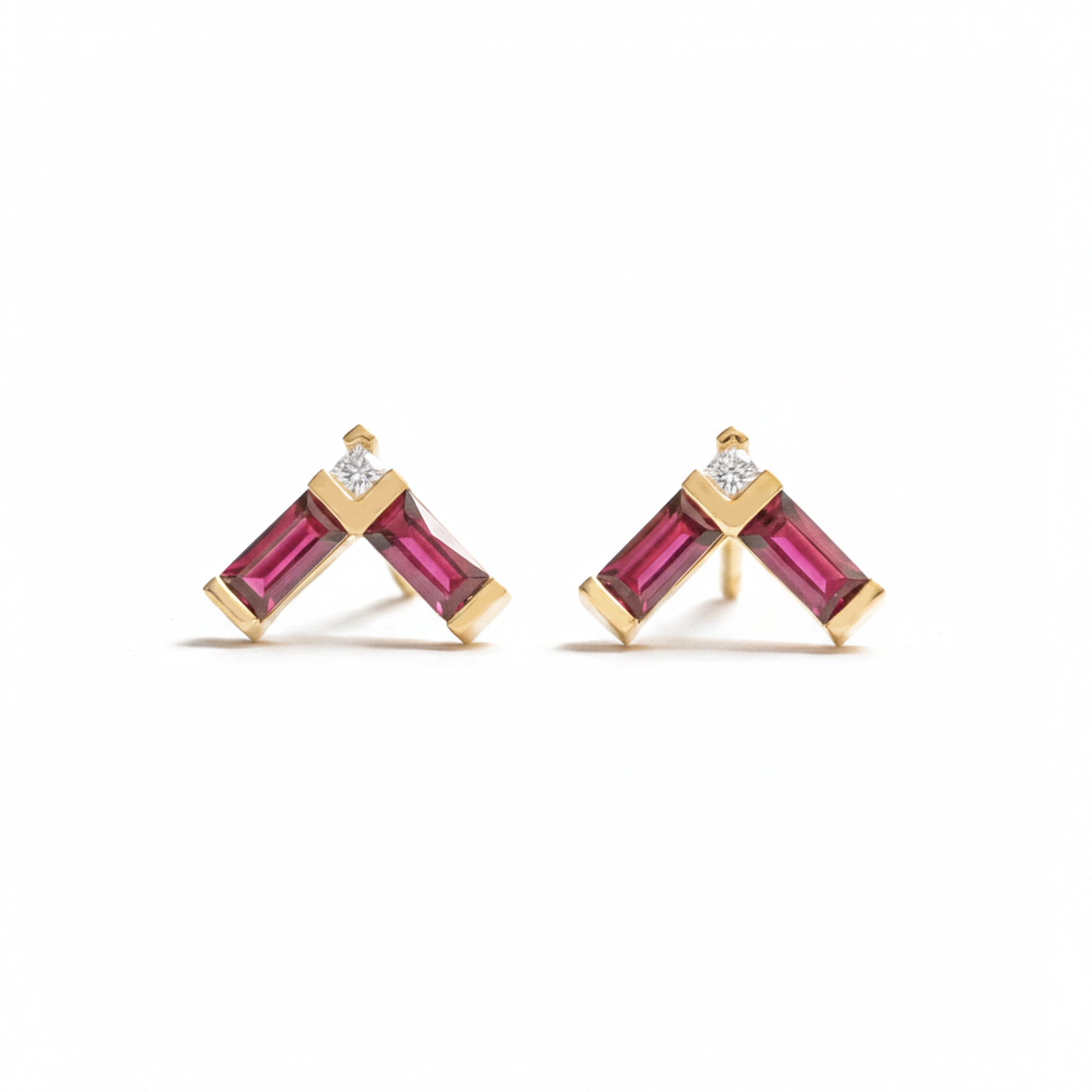 Right Angle Ruby Earrings