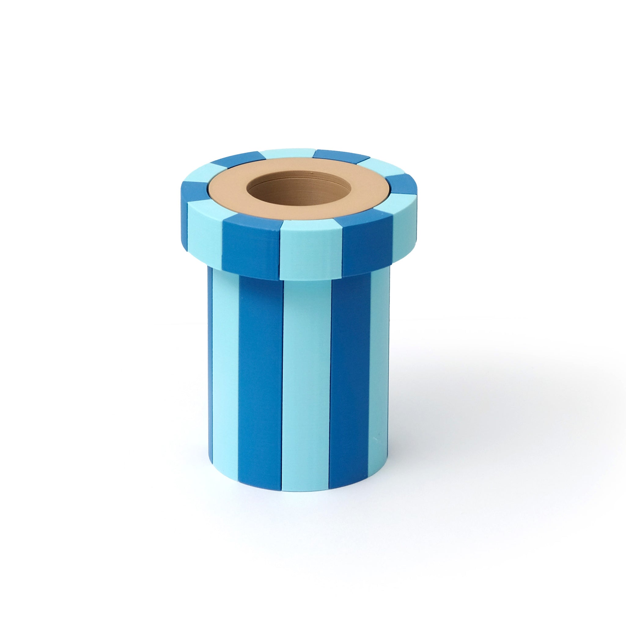 Stripe Vase Small - Blue, Light Blue and Latte