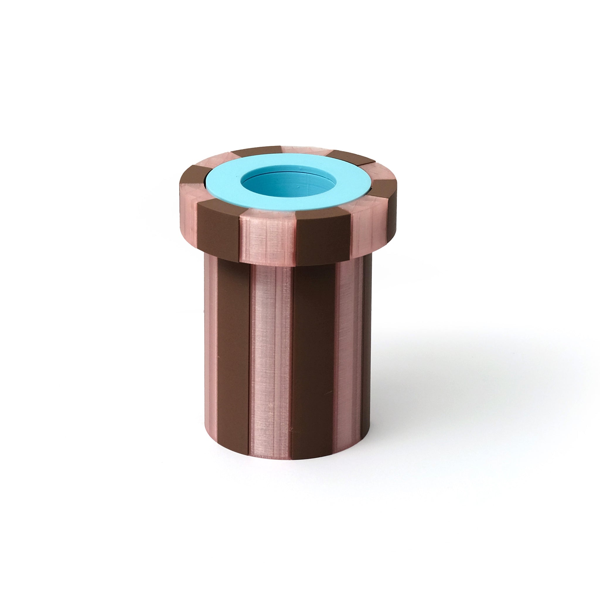 Stripe Vase Small - Pink Transparent, Chocolate and Light Blue