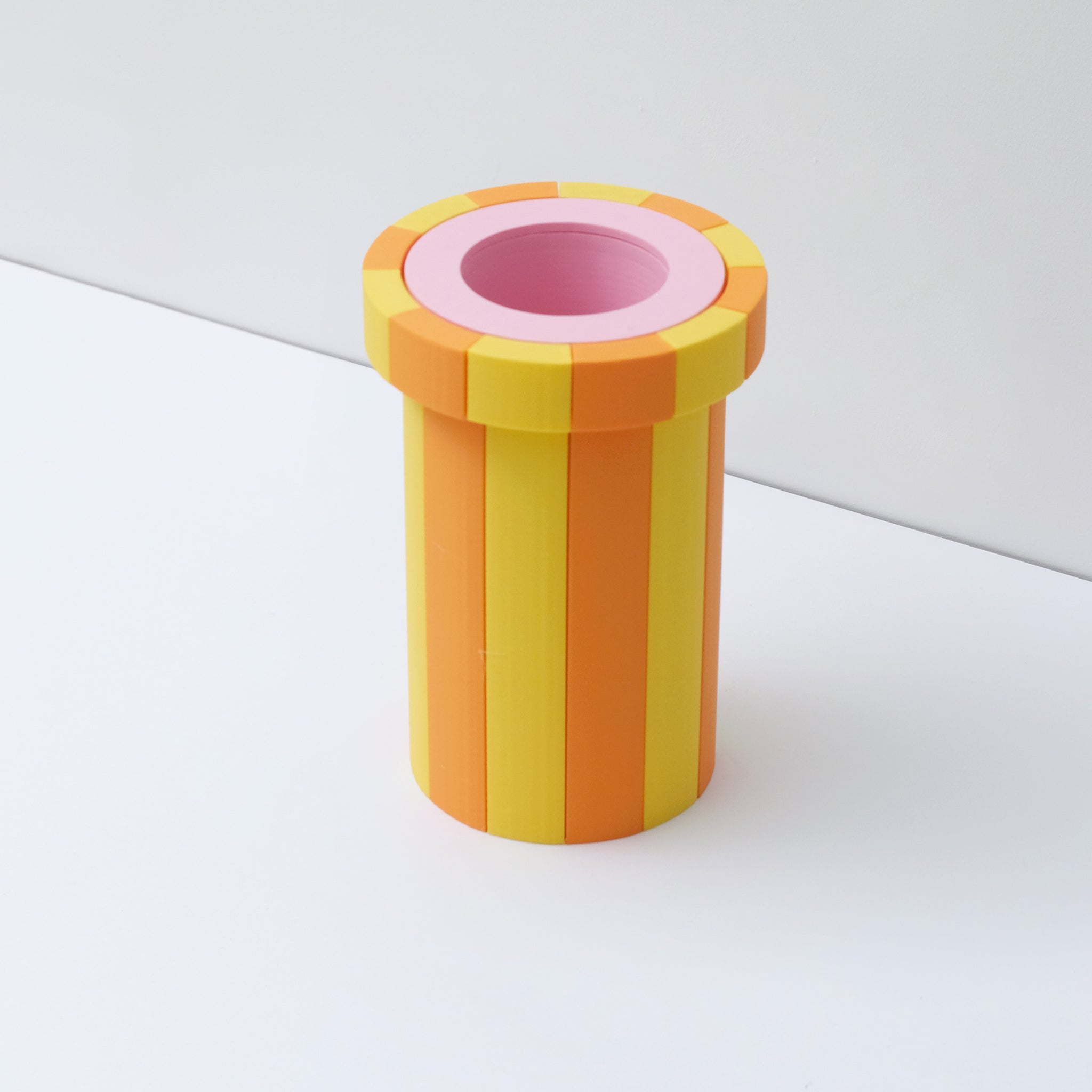 Stripe Vase Medium - Orange, Yellow and Pink