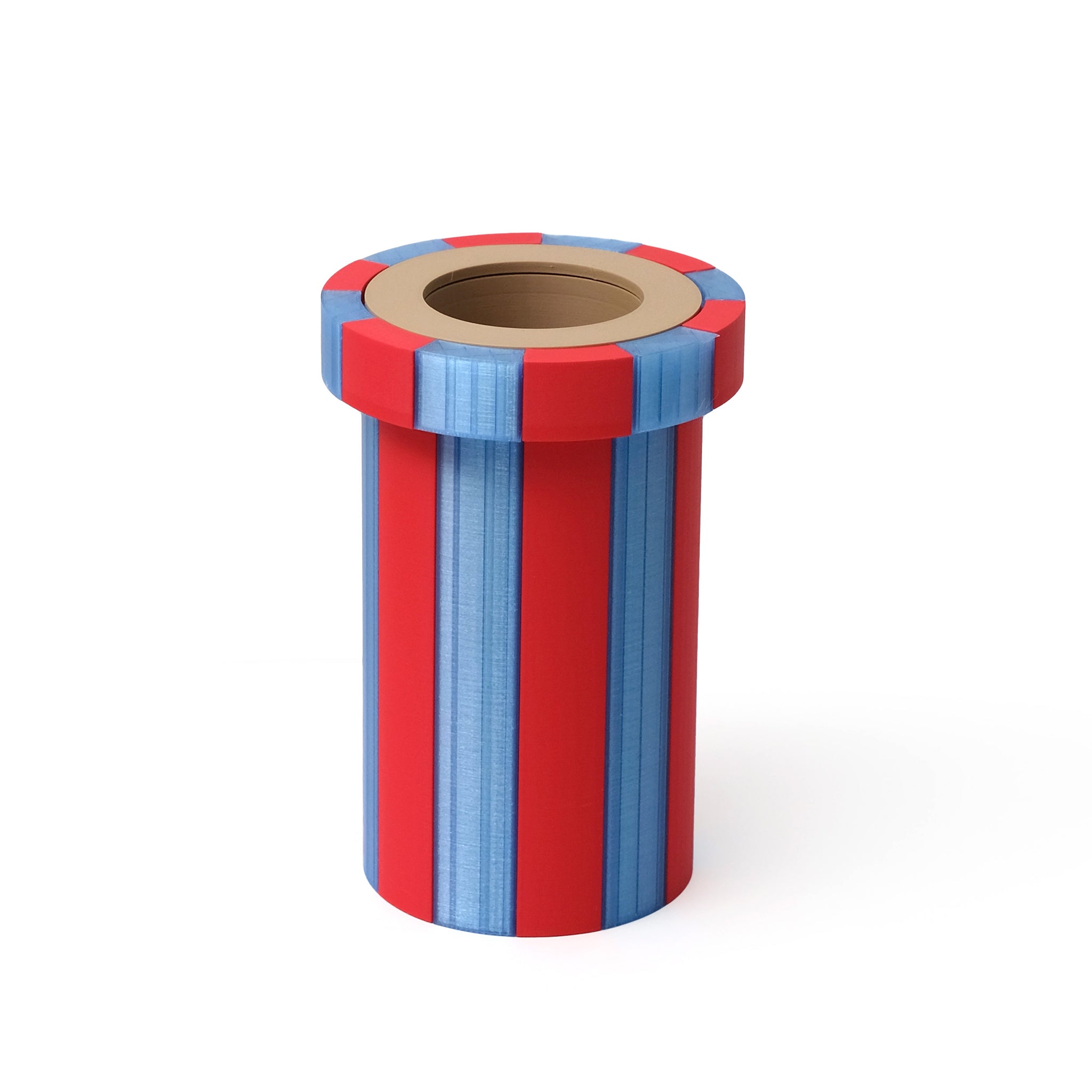 Stripe Vase Medium - Red, Transparent Blue and Latte