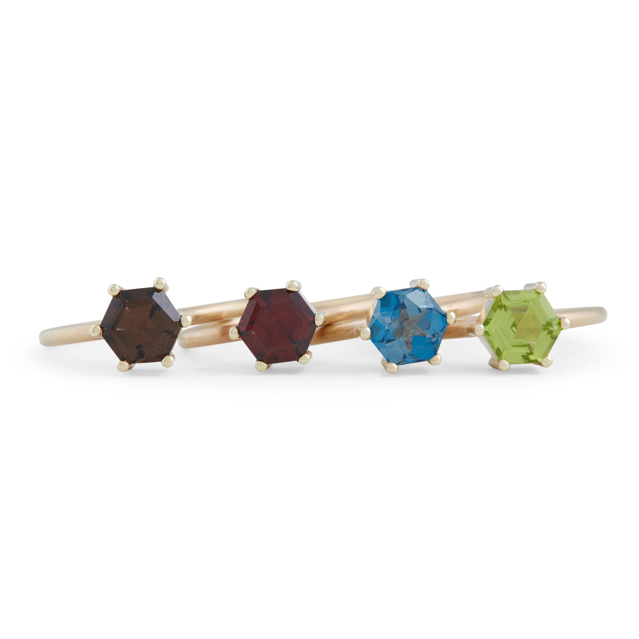 Hexagonal Step Cut London Blue Topaz Stacking Ring